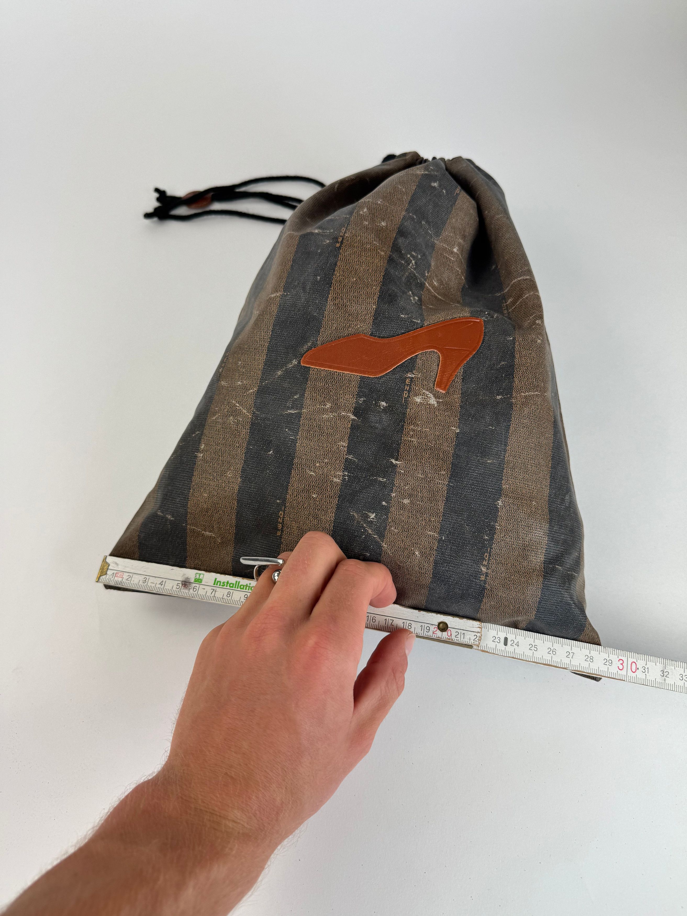 Fendi Vintage Roma Striped Leather Pouch / Bag brown striped Size ONE SIZE - 10 Thumbnail