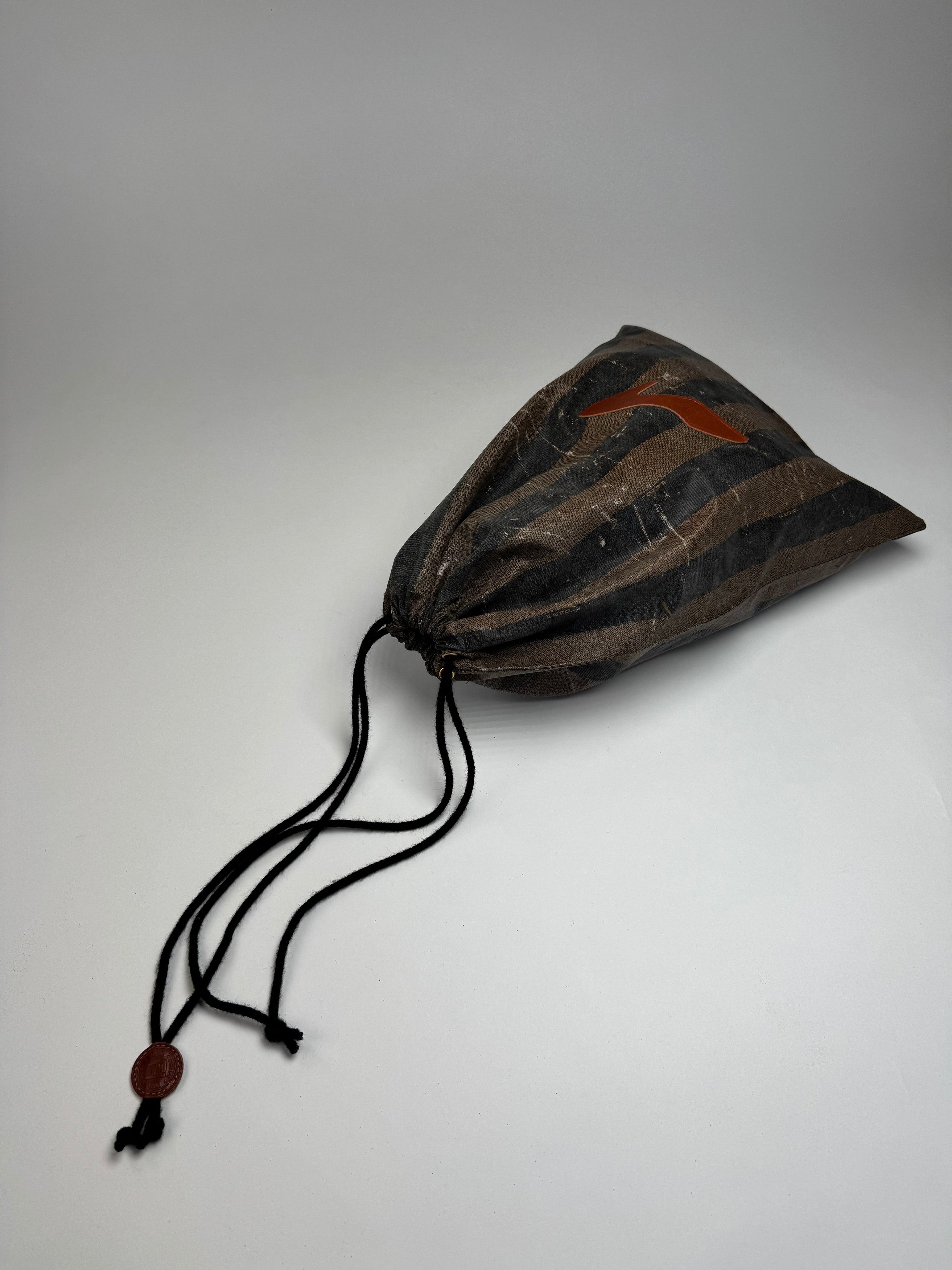 Fendi Vintage Roma Striped Leather Pouch / Bag brown striped Size ONE SIZE - 5 Thumbnail