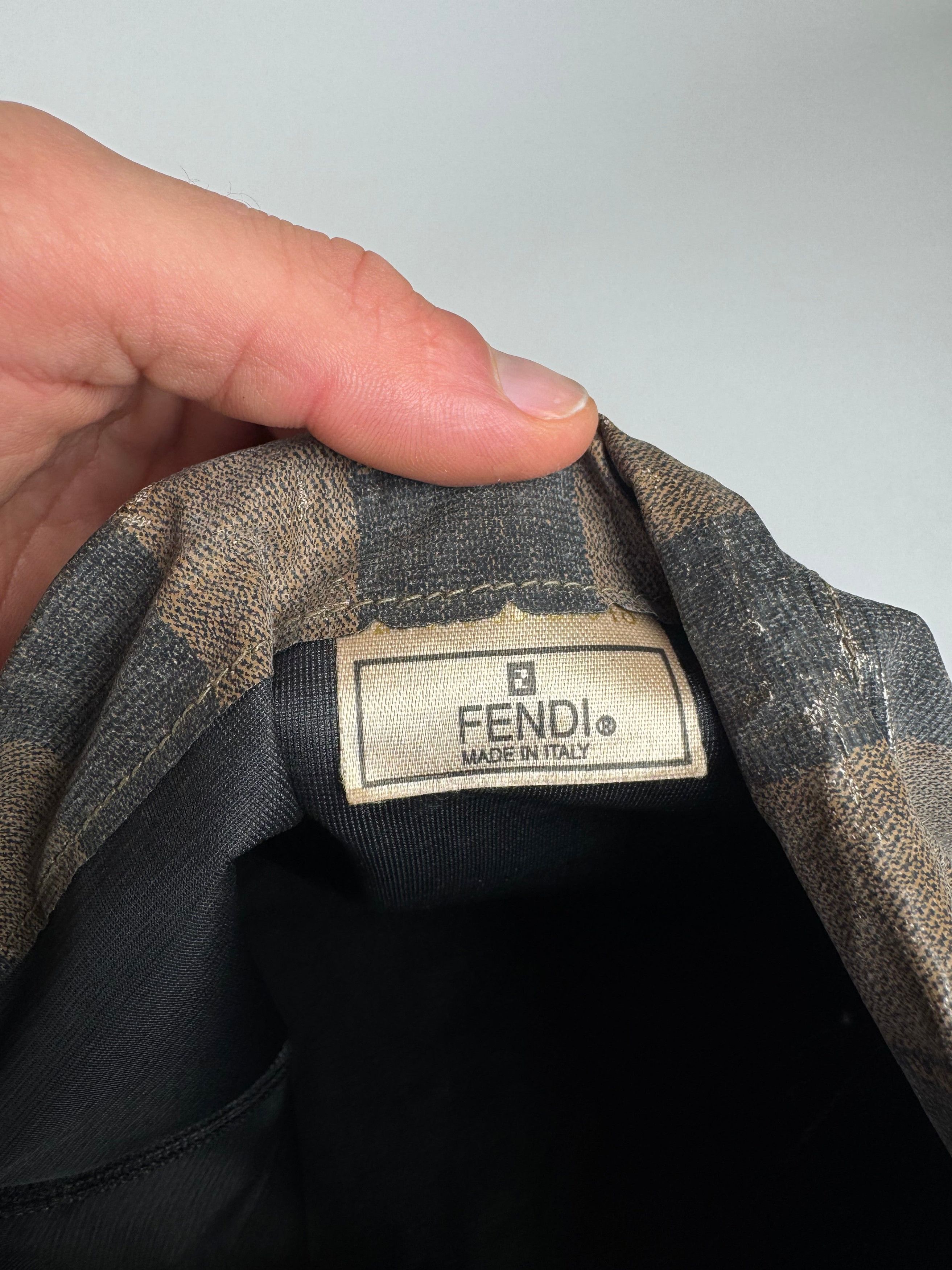 Fendi Vintage Roma Striped Leather Pouch / Bag brown striped Size ONE SIZE - 2 Thumbnail
