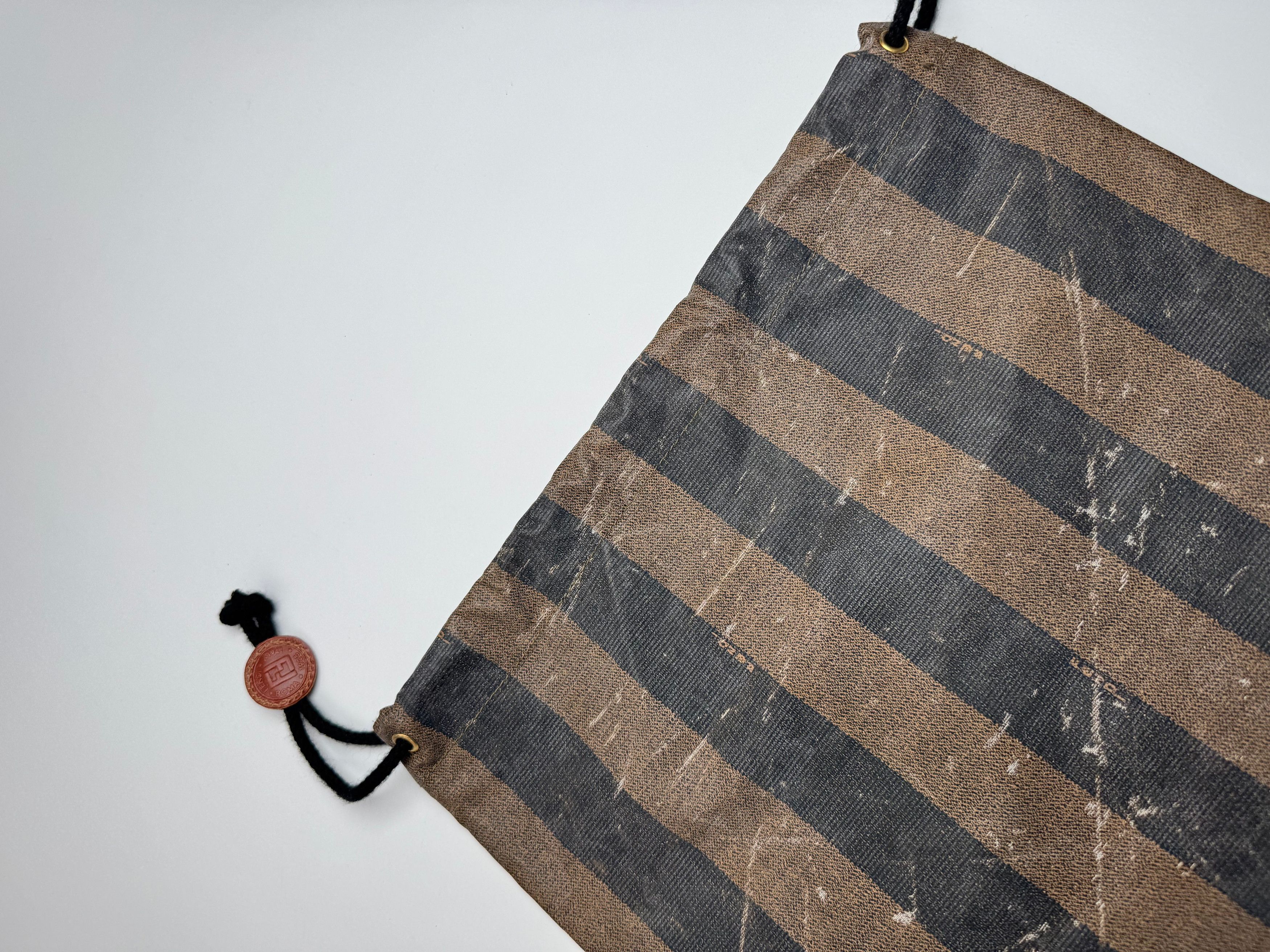 Fendi Vintage Roma Striped Leather Pouch / Bag brown striped Size ONE SIZE - 7 Thumbnail
