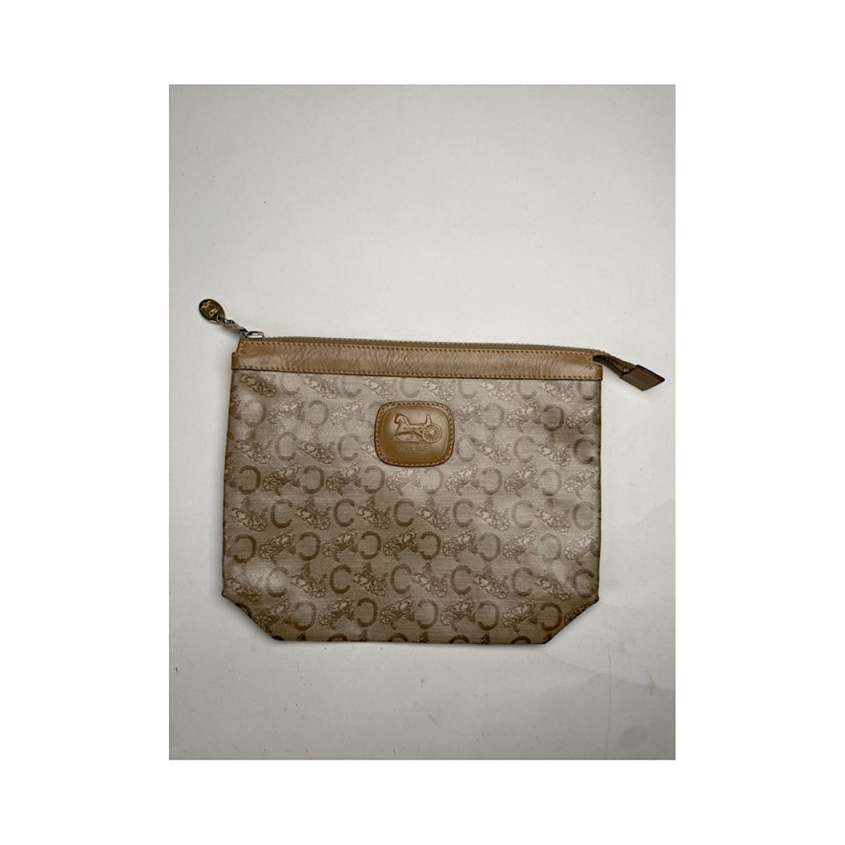 Celine Triomphe Vintage Brown Leather Clutch Bag Size ONE SIZE - 3 Thumbnail