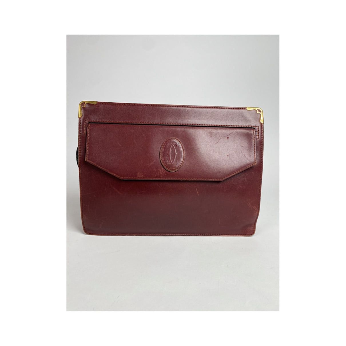 Cartier C Burgundy Patent Leather Clutch Bag Size ONE SIZE - 2 Thumbnail