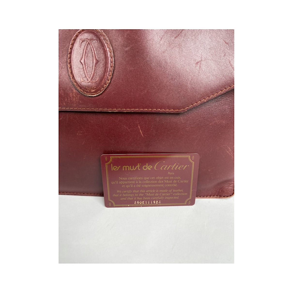 Cartier C Burgundy Patent Leather Clutch Bag Size ONE SIZE - 3 Thumbnail
