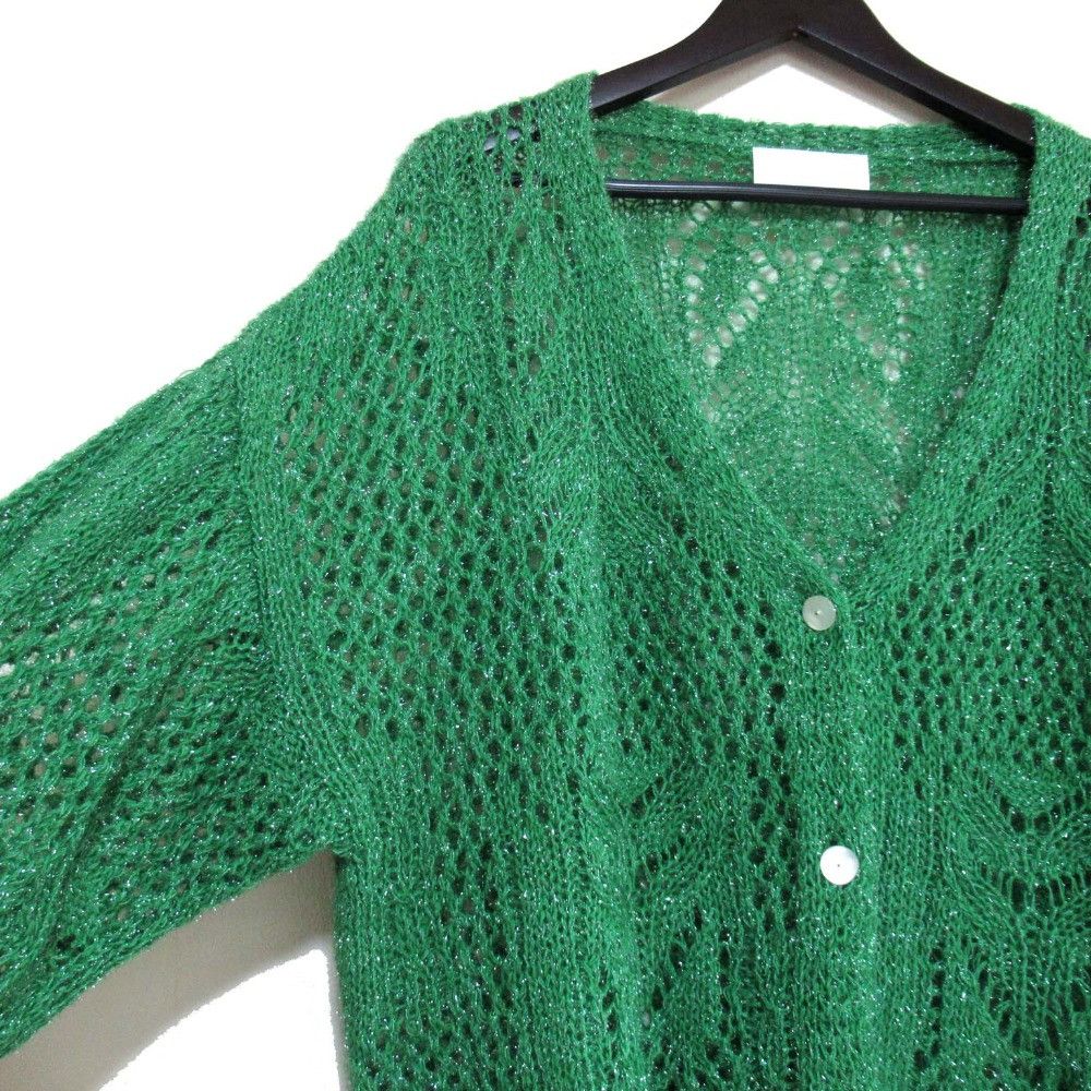 Other Other Mame Kurogouchi Botanical Pattern Knitted Lame Cardigan Others Tops DUTY FREE for USA Size ONE SIZE - 3 Thumbnail