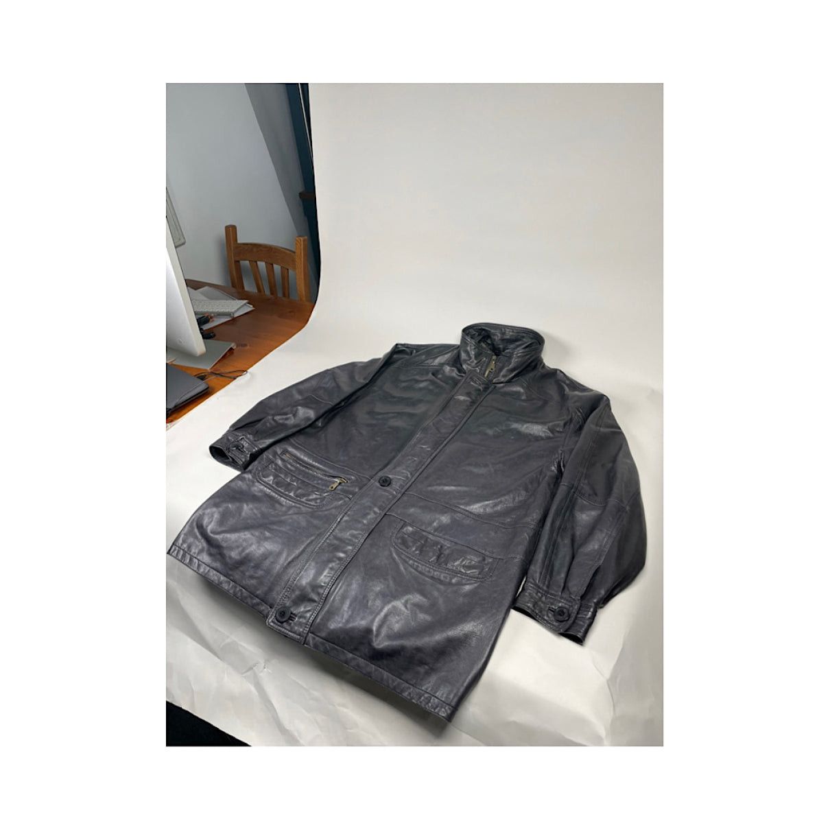 Other Saint Laurent Black Leather Coat Size L / US 10 / IT 46 - 2 Thumbnail