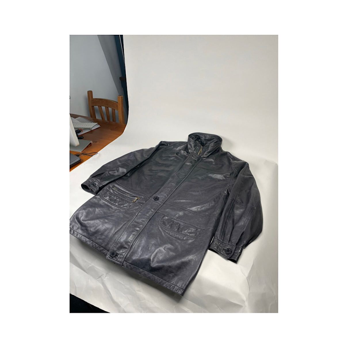 Other Saint Laurent Black Leather Coat Size L / US 10 / IT 46 - 3 Thumbnail