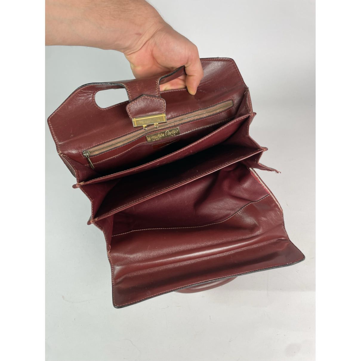 Cartier Burgundy Leather Handbag Size ONE SIZE - 2 Thumbnail