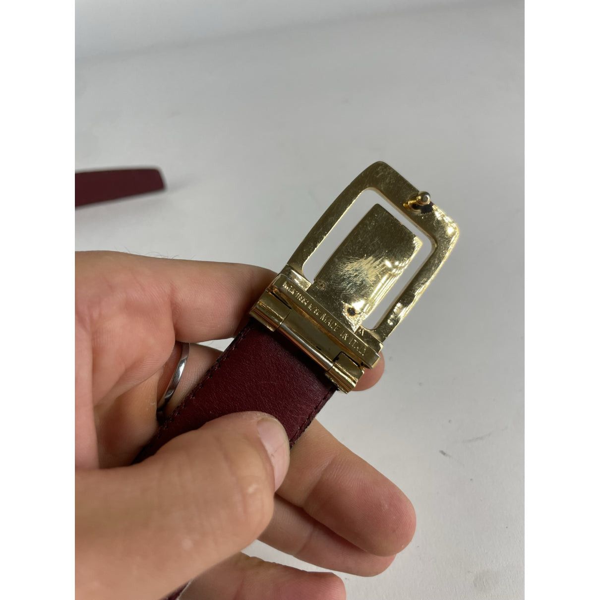 Celine Triomphe Burgundy Leather Belt Size ONE SIZE - 3 Thumbnail