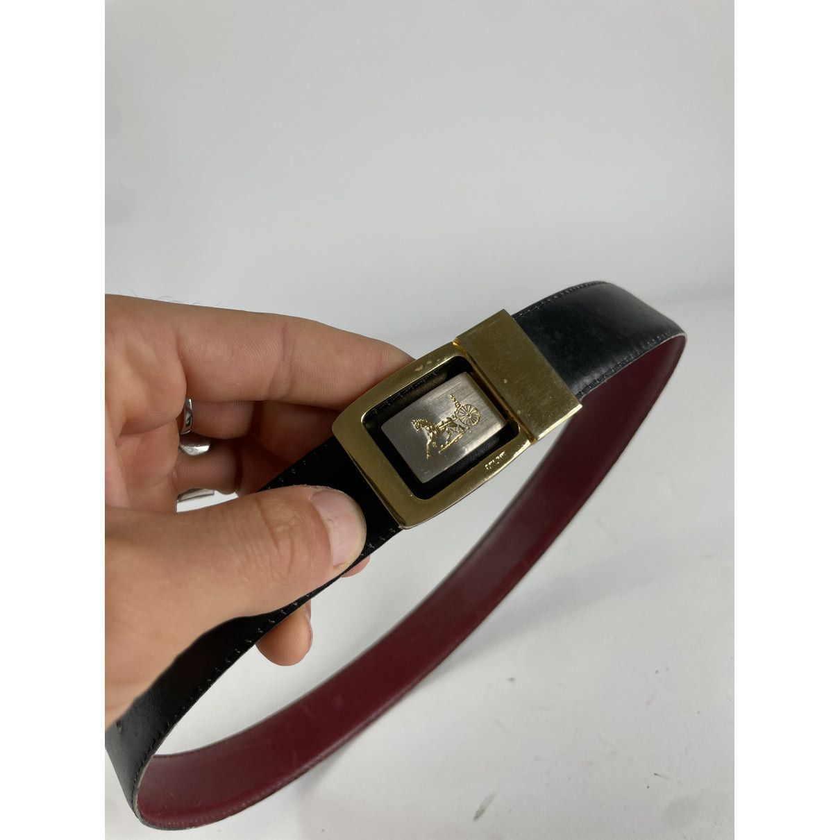 Celine Triomphe Burgundy Leather Belt Size ONE SIZE - 2 Thumbnail