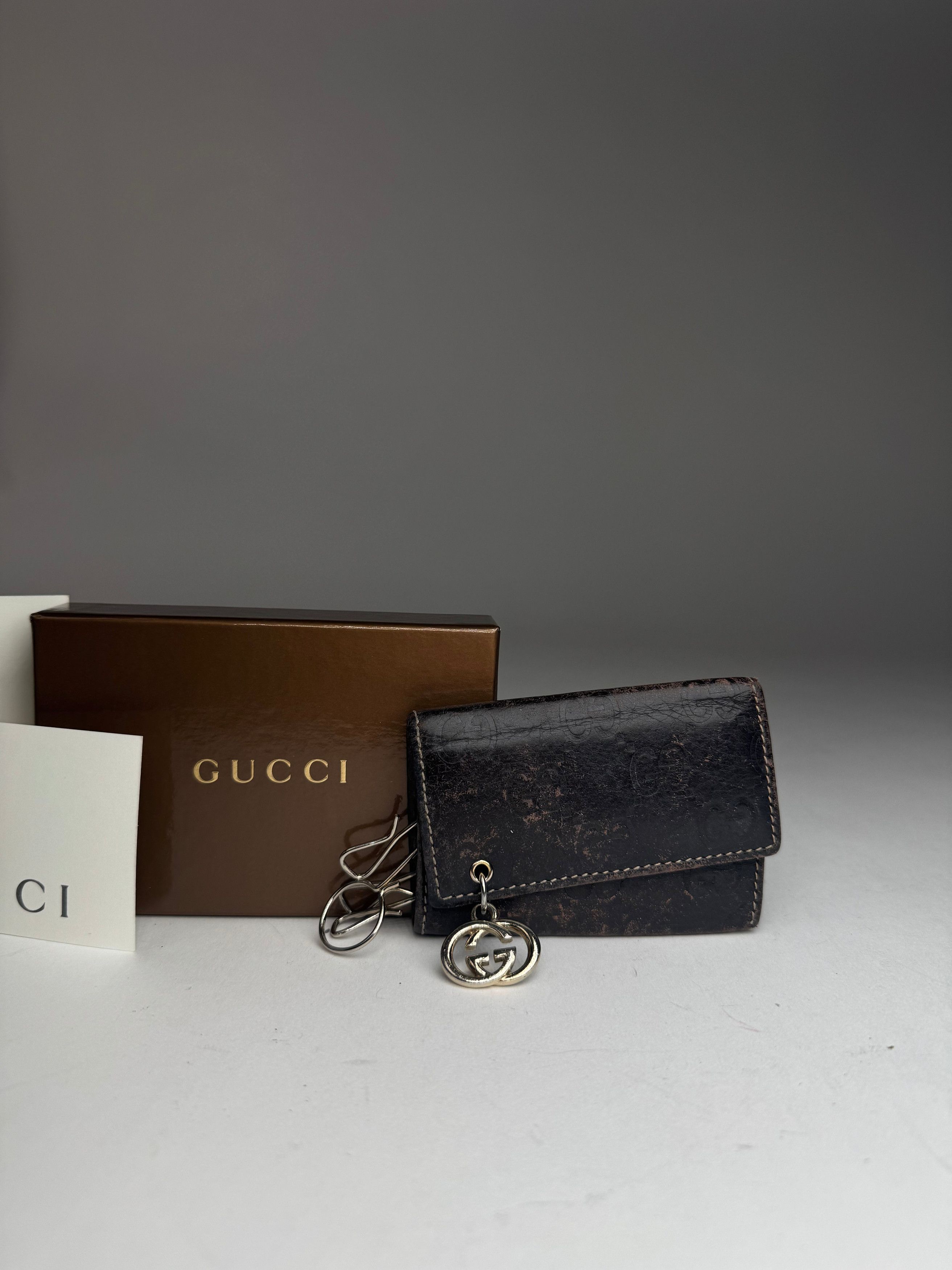 Gucci Vintage Leather Monogram Key Holder Brown Size ONE SIZE - 8 Thumbnail