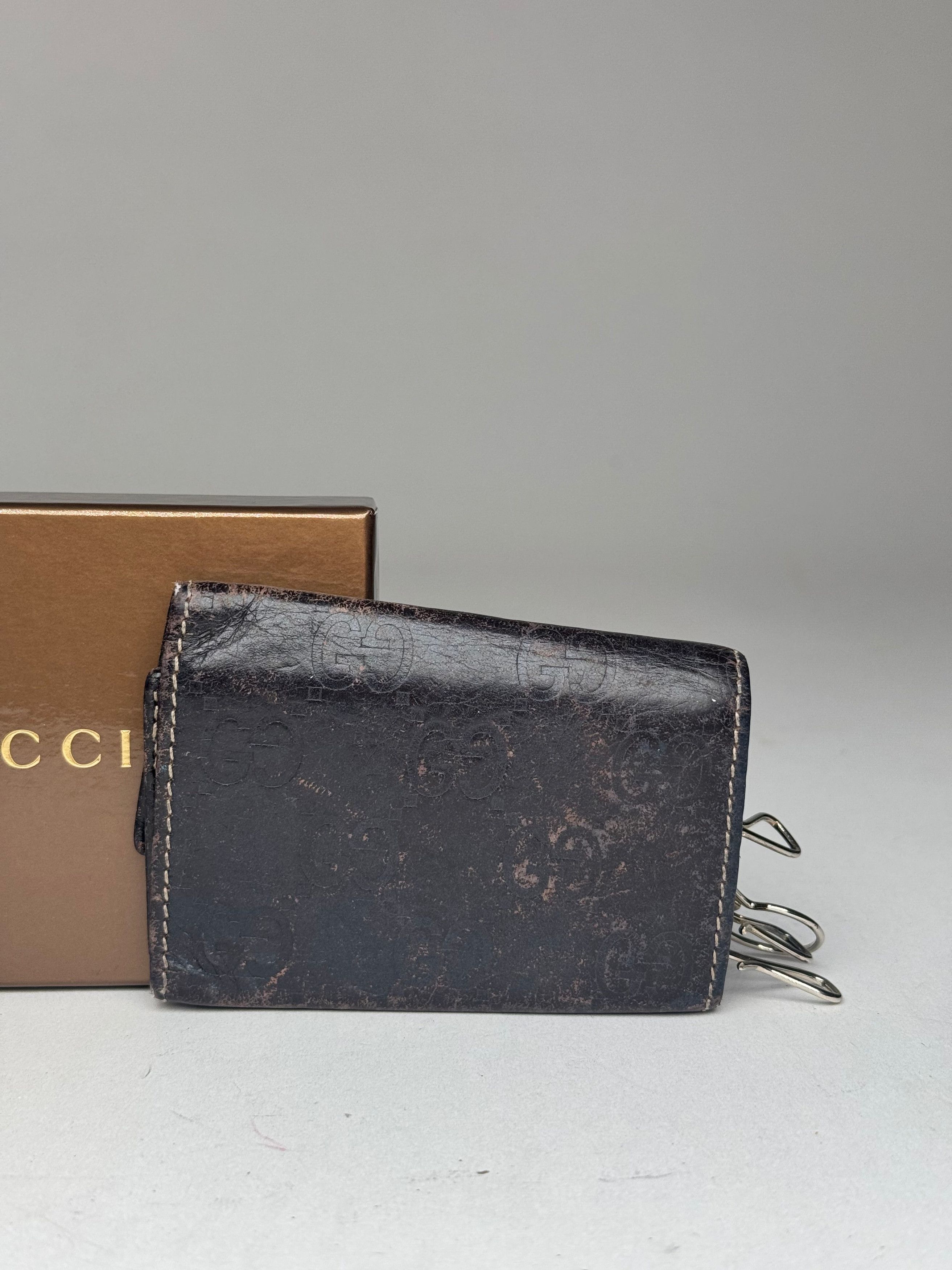 Gucci Vintage Leather Monogram Key Holder Brown Size ONE SIZE - 9 Thumbnail