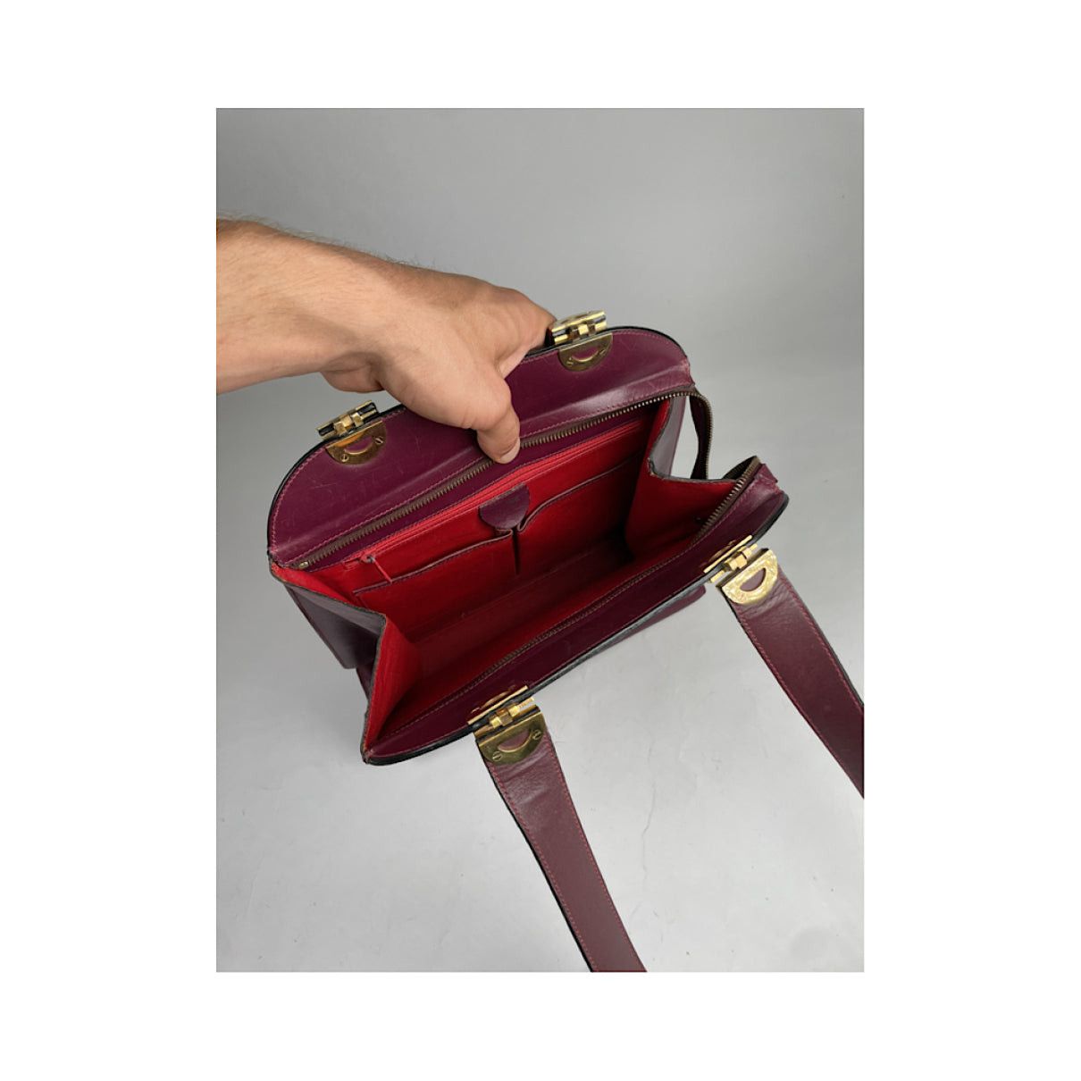 Celine Tab Bag Burgundy Patent Leather Handbag Size ONE SIZE - 4 Thumbnail