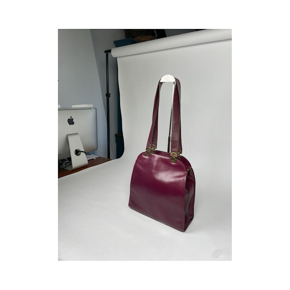 Celine Tab Bag Burgundy Patent Leather Handbag Size ONE SIZE - 2 Thumbnail