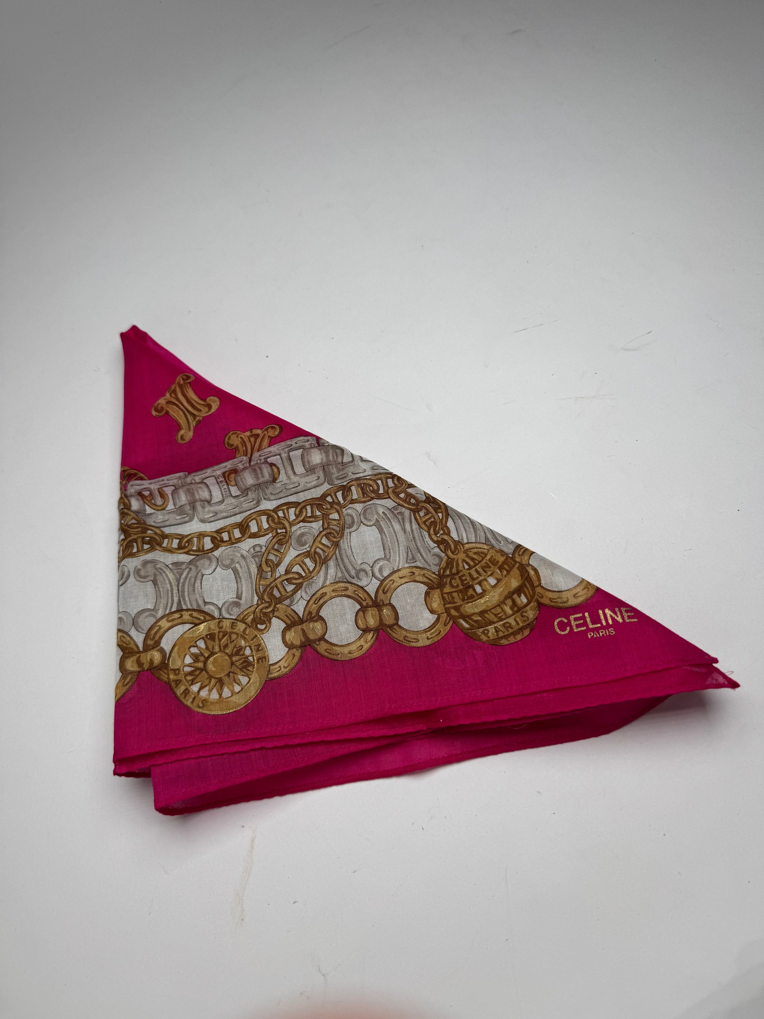 Celine Vintage Paris Silk Scarf Red Size ONE SIZE - 7 Thumbnail