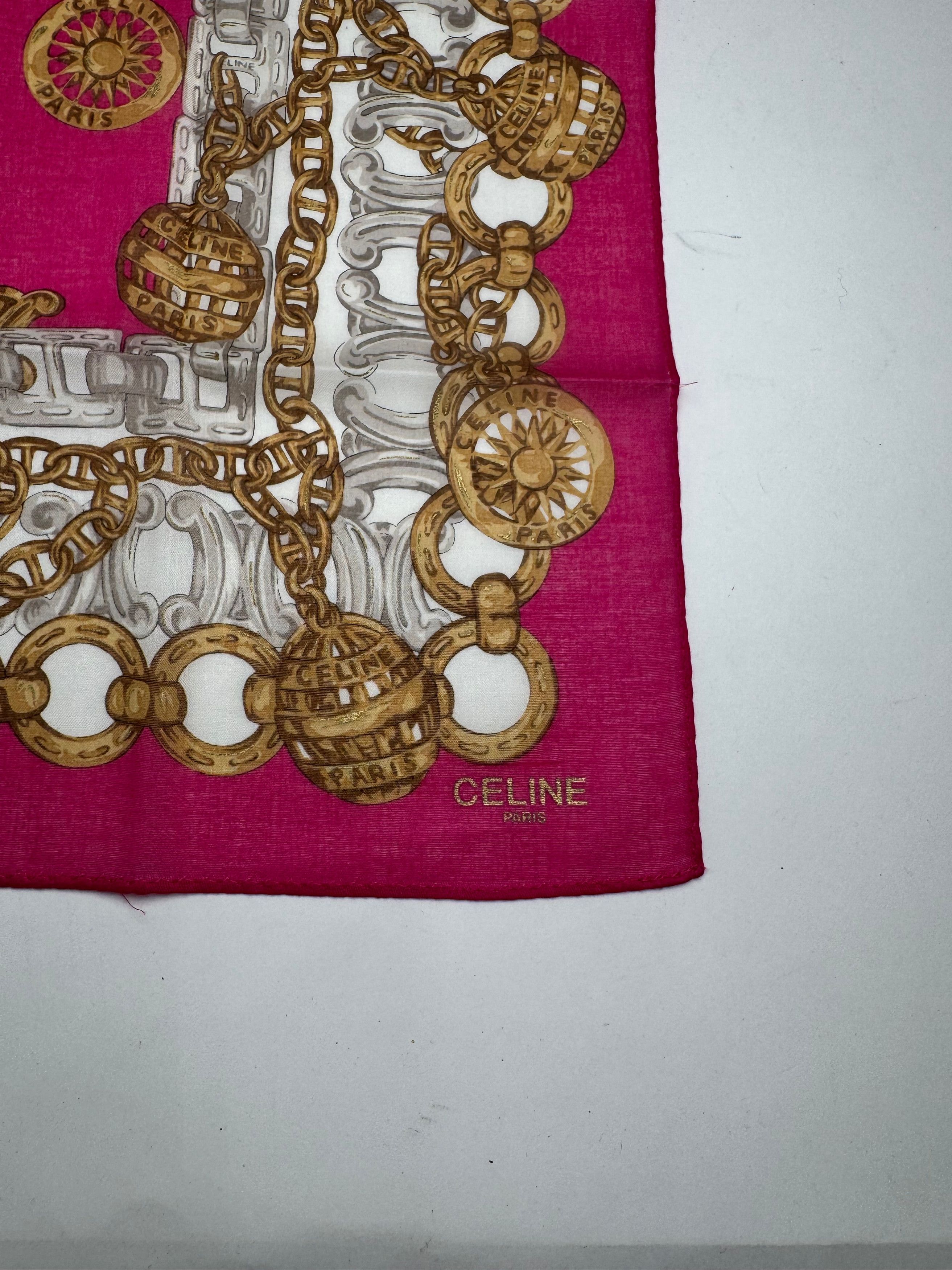 Celine Vintage Paris Silk Scarf Red Size ONE SIZE - 2 Thumbnail