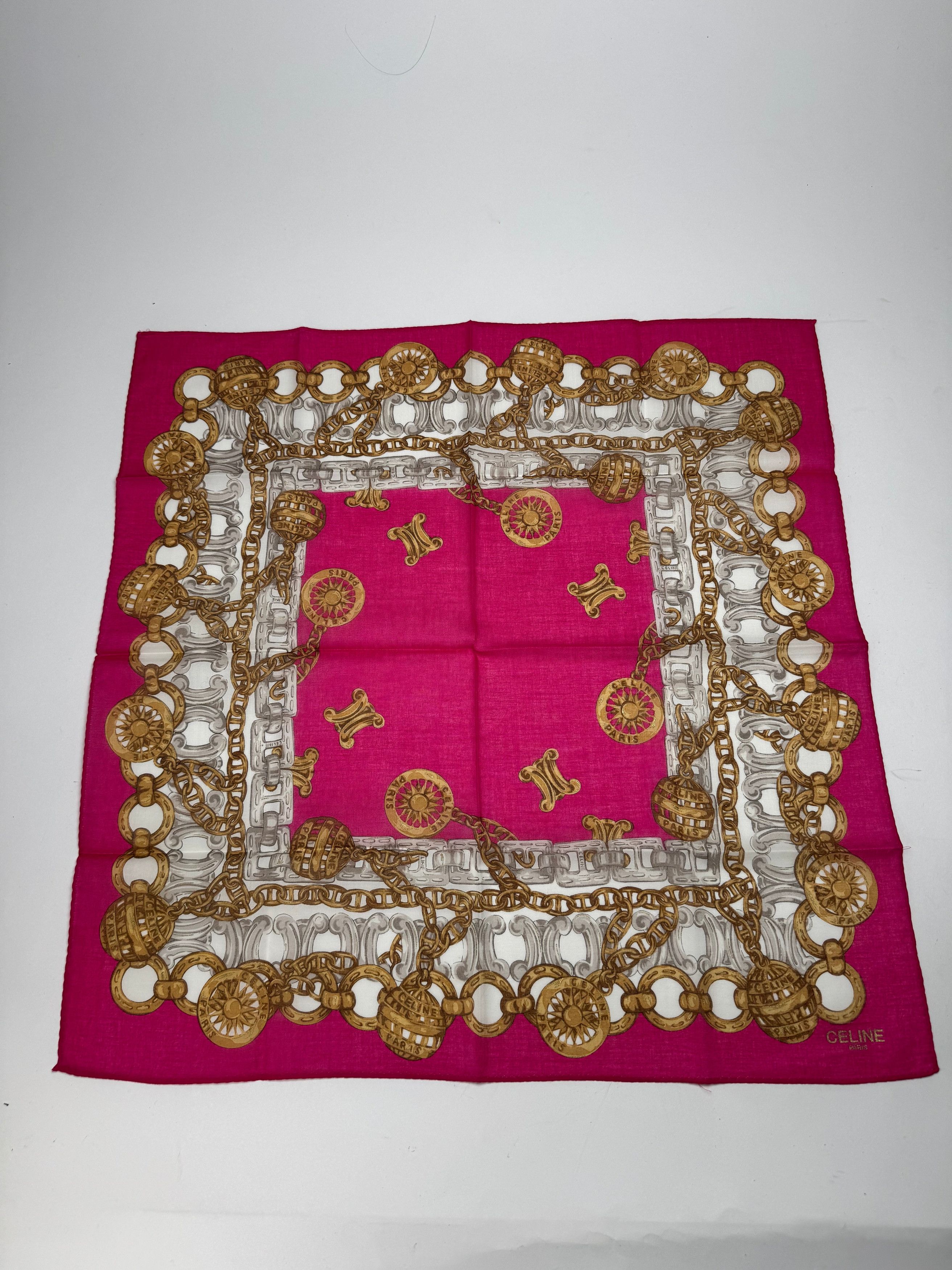 Celine Vintage Paris Silk Scarf Red Size ONE SIZE - 8 Thumbnail