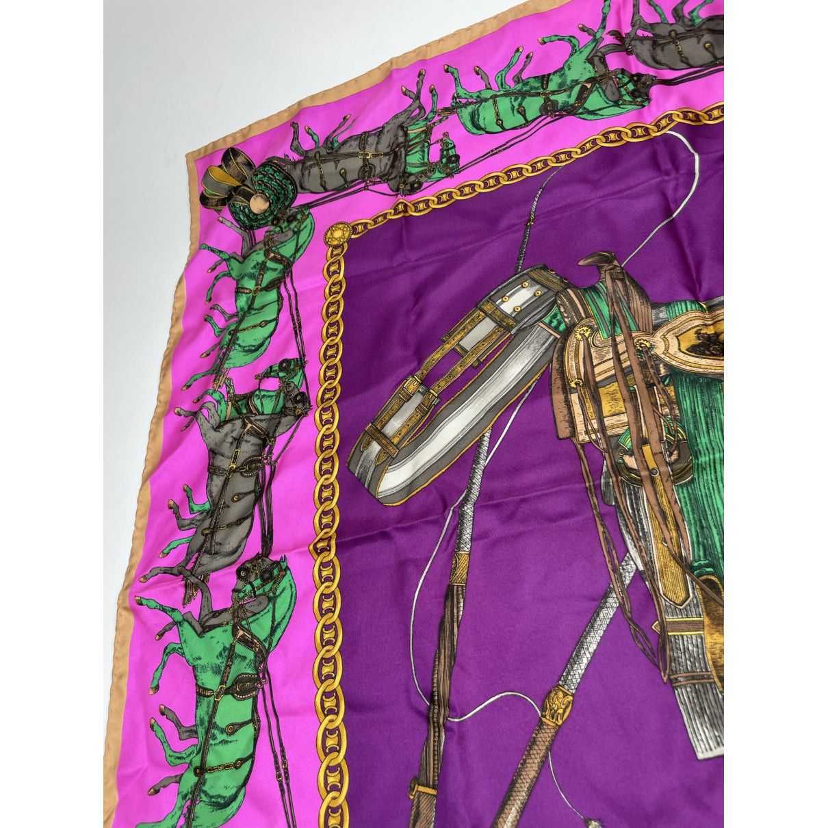 Celine Purple Silk Scarf Size ONE SIZE - 4 Thumbnail