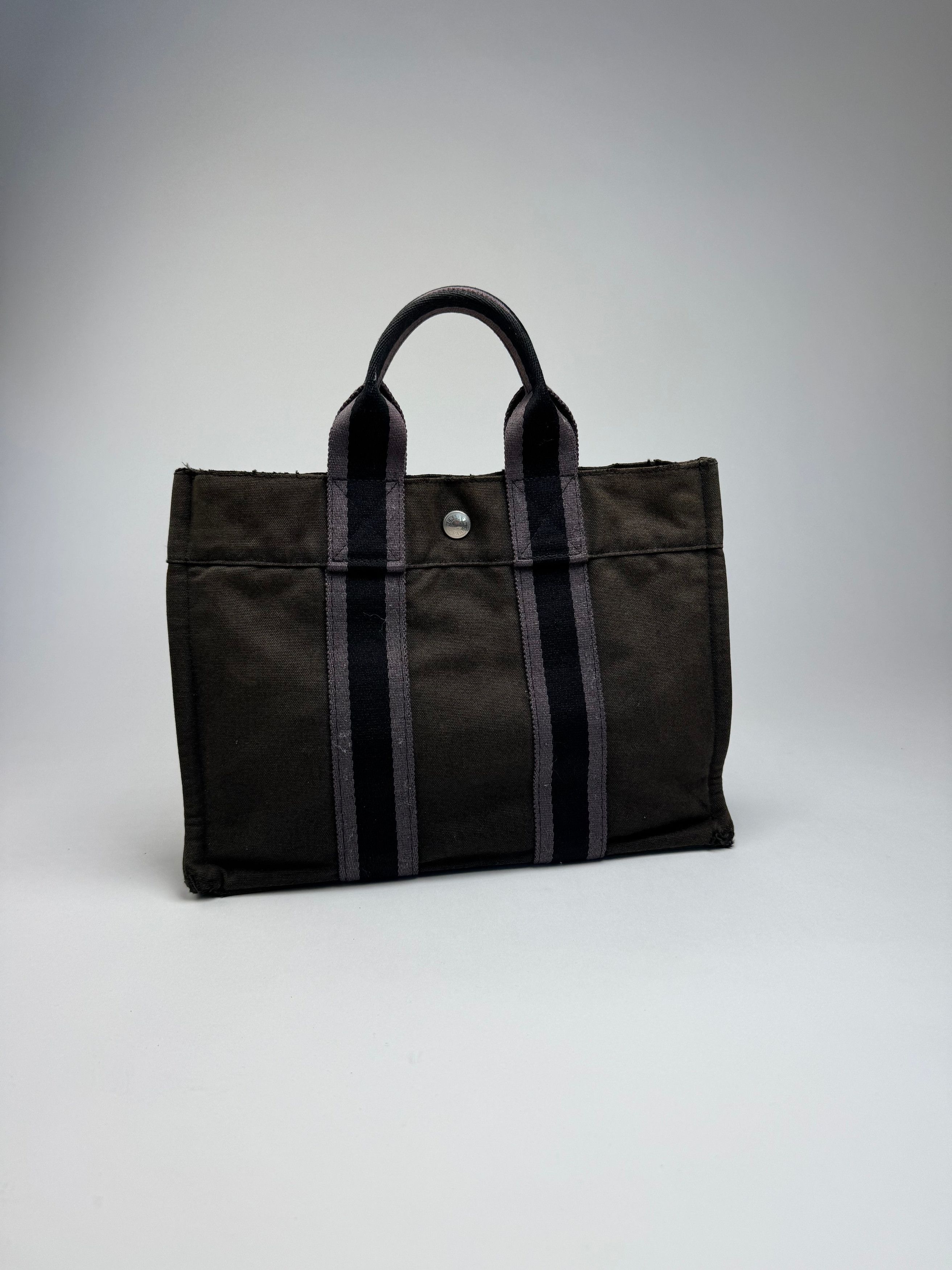 Other Vintage Hermes Paris Canvas Shopper Grey/Brown Size ONE SIZE - 2 Thumbnail