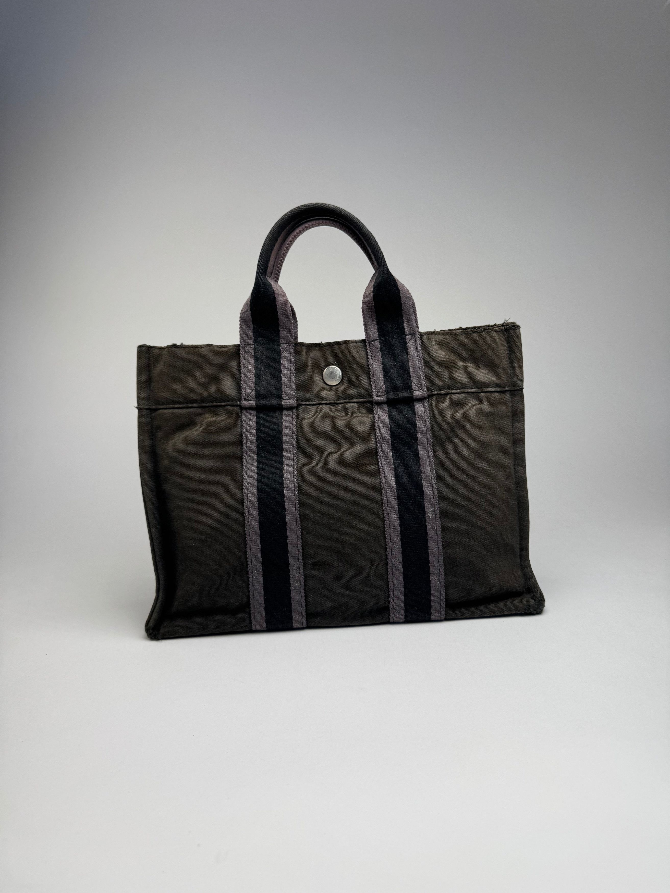 Other Vintage Hermes Paris Canvas Shopper Grey/Brown Size ONE SIZE - 11 Thumbnail