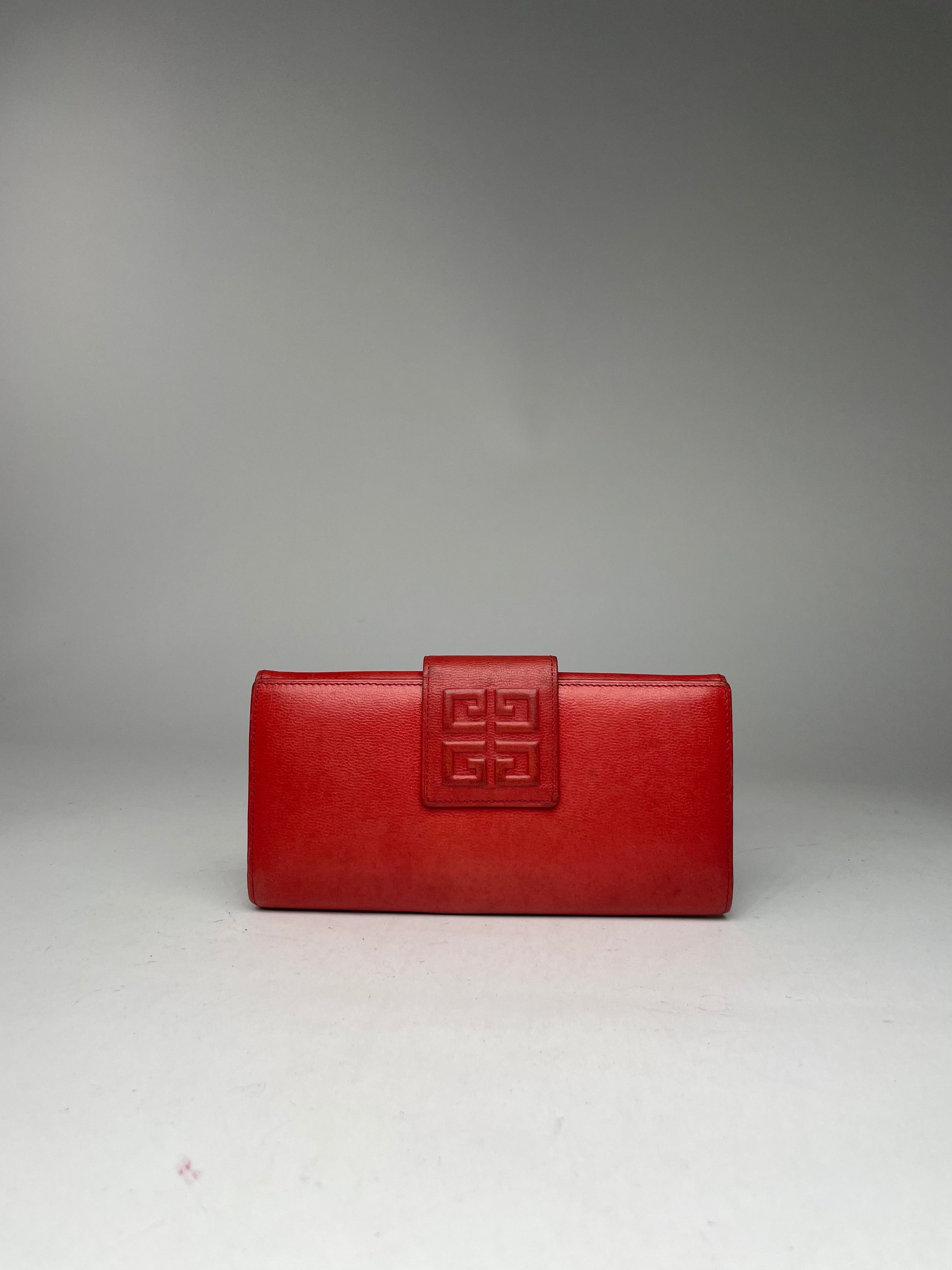Givenchy Vintage GV3 Leather Wallet Red Size ONE SIZE - 5 Thumbnail