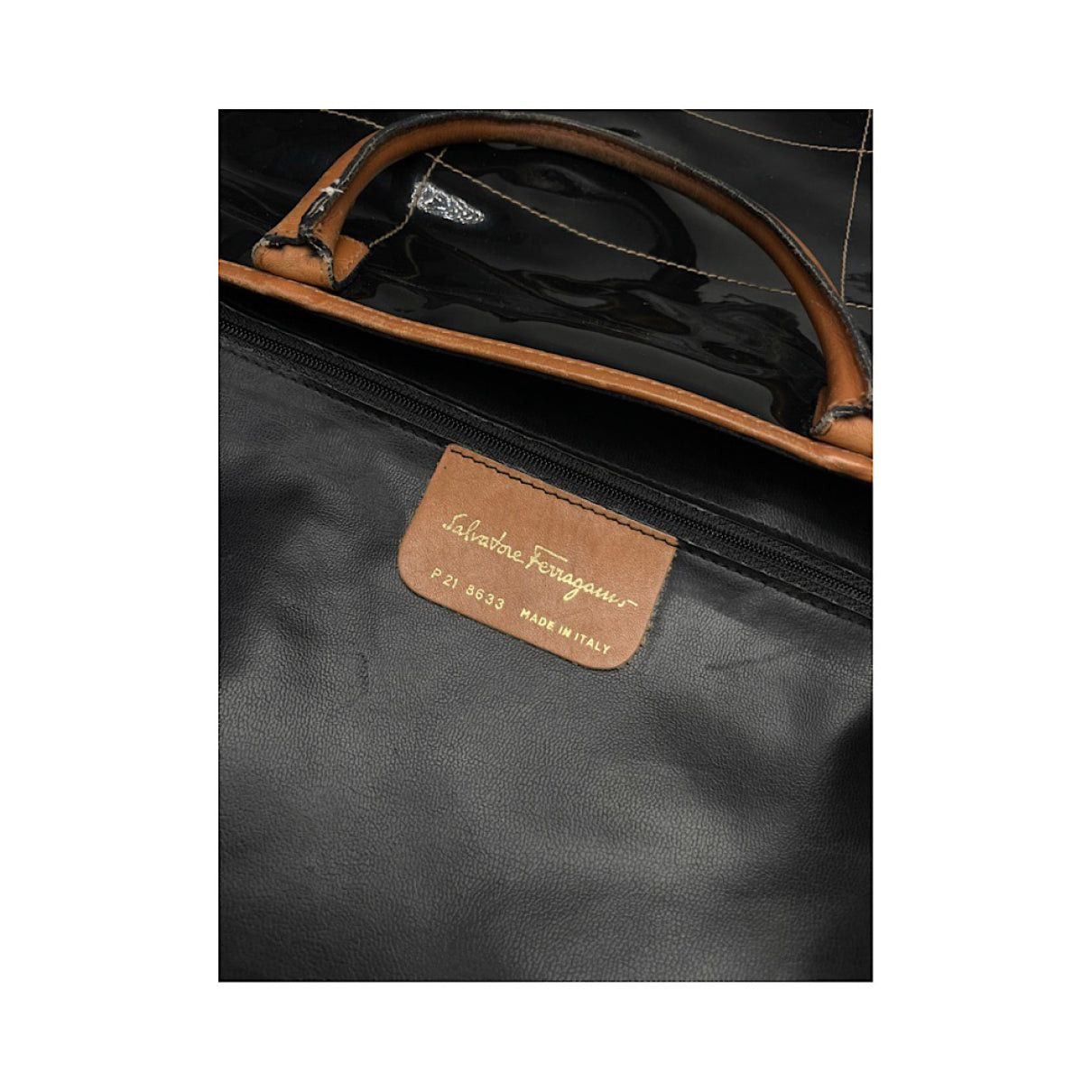 Salvatore Ferragamo Wanda Black Patent Leather Handbag Size ONE SIZE - 2 Thumbnail