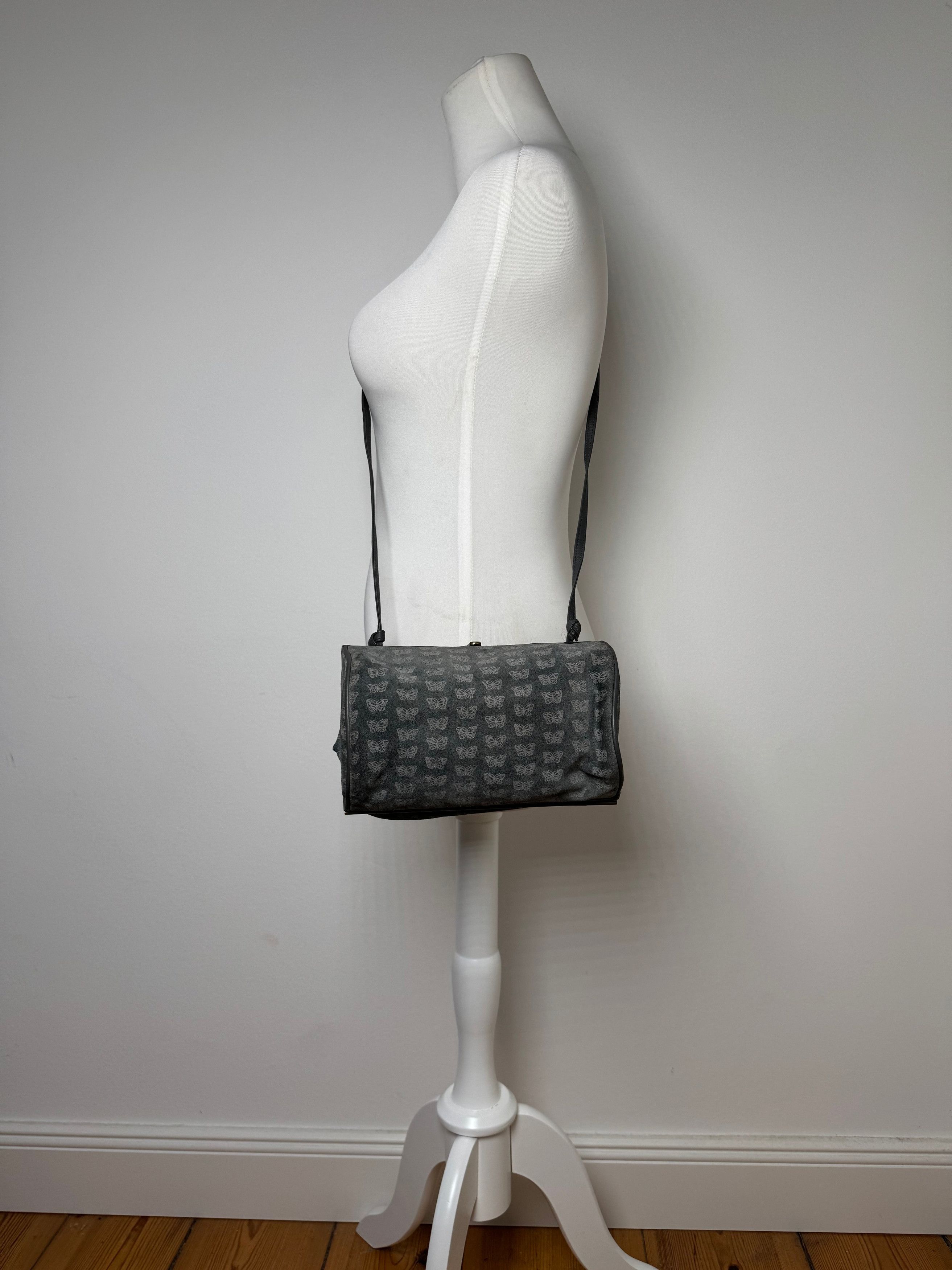 Bottega Veneta Vintage Suede Monogram Bag Grey Size ONE SIZE - 4 Thumbnail