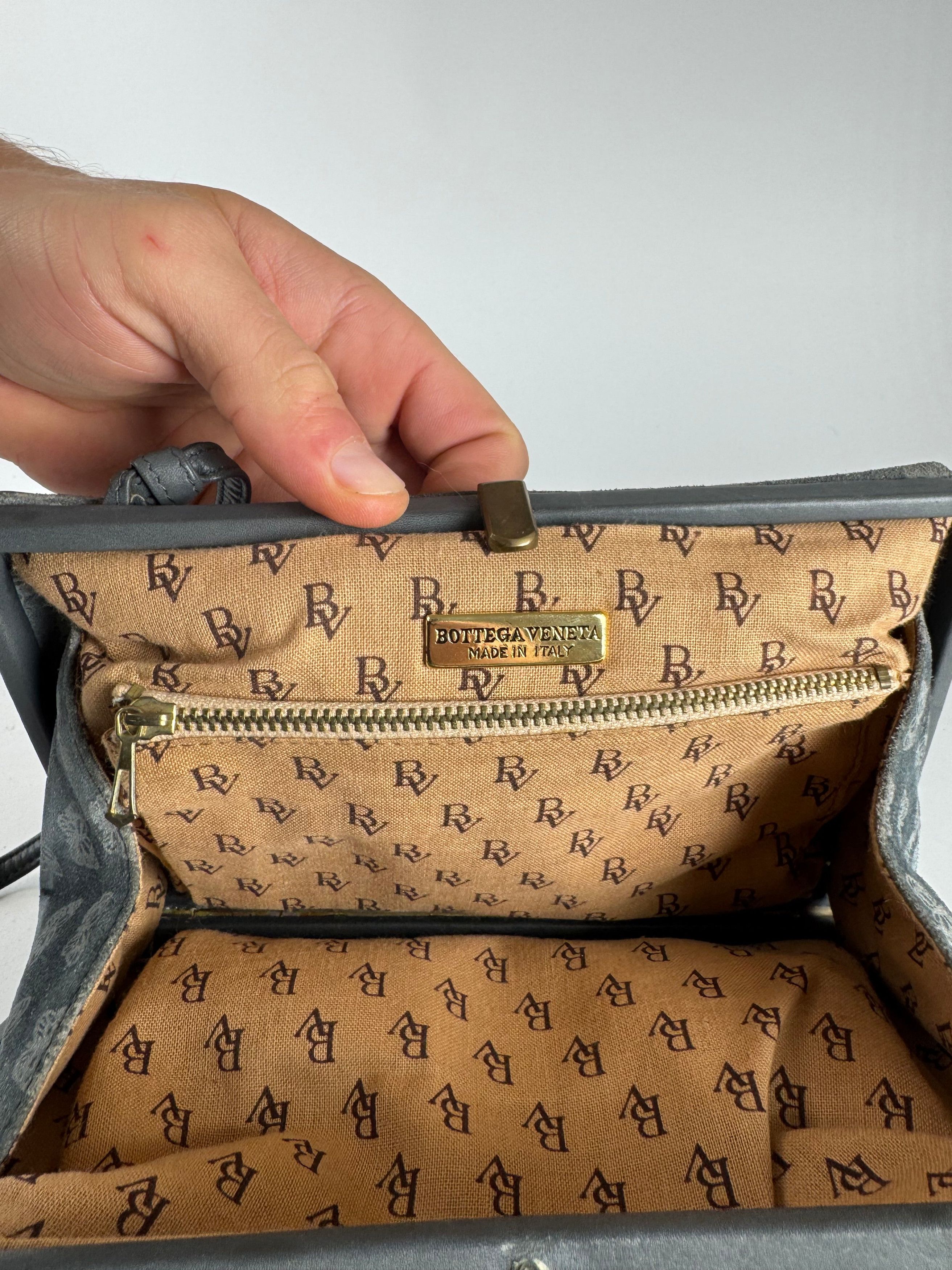 Bottega Veneta Vintage Suede Monogram Bag Grey Size ONE SIZE - 2 Thumbnail