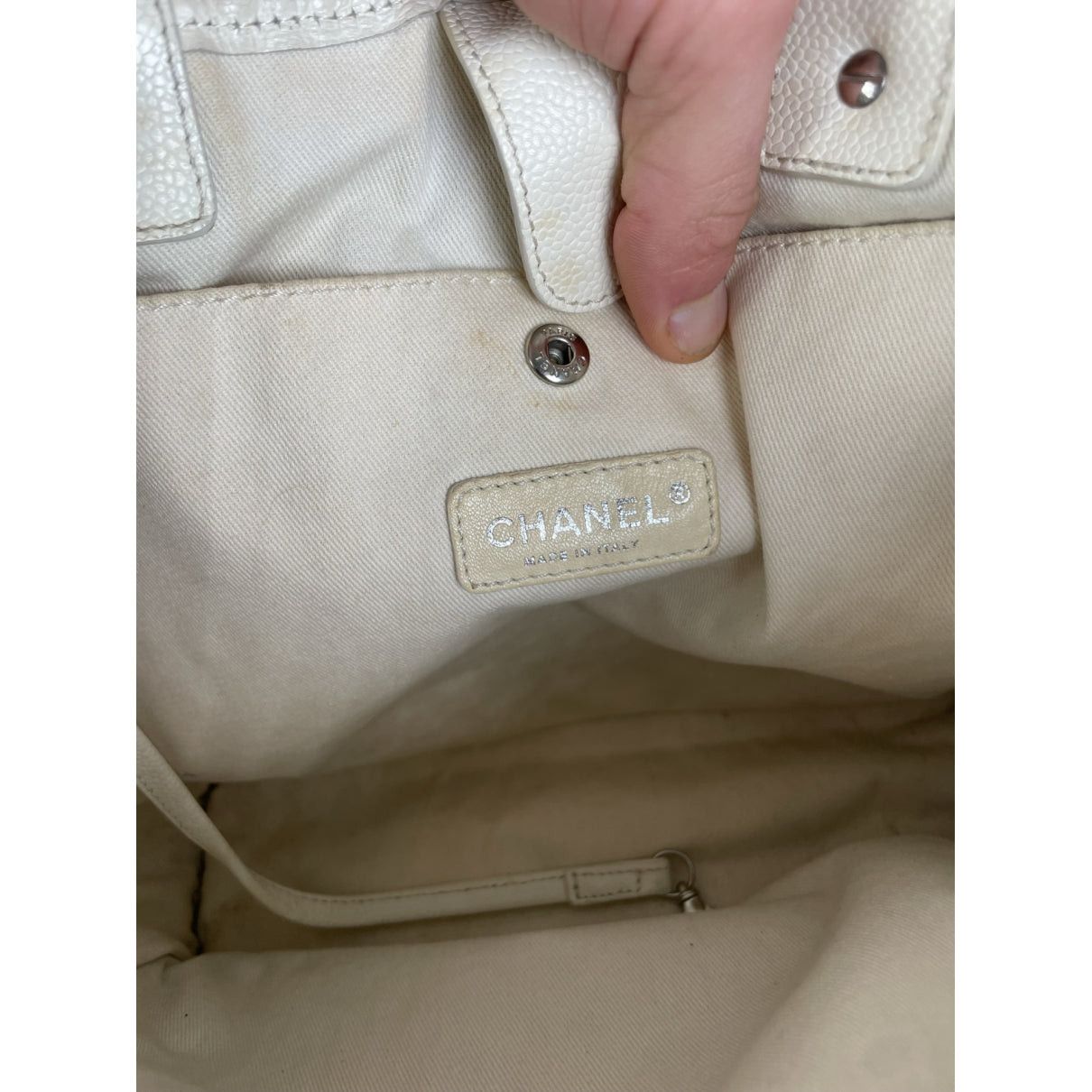 Chanel Deauville White Cotton Handbag Size ONE SIZE - 2 Thumbnail