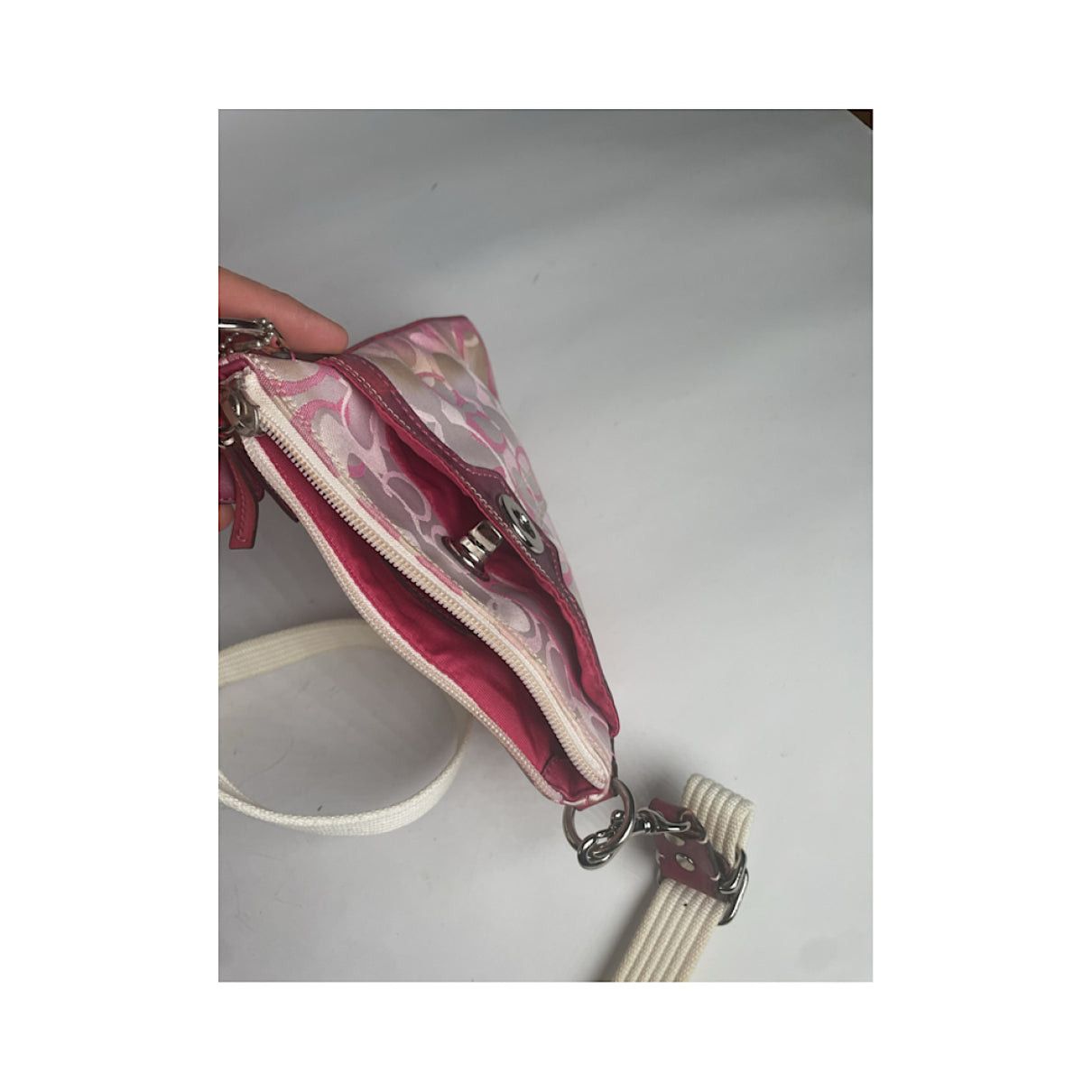 Coach Signature Sufflette Pink Cotton Handbag Size ONE SIZE - 4 Thumbnail