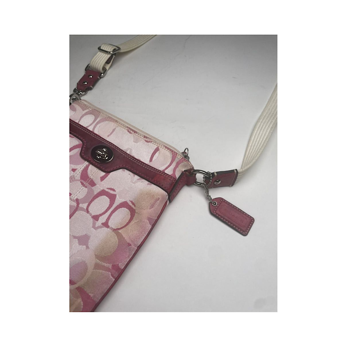 Coach Signature Sufflette Pink Cotton Handbag Size ONE SIZE - 5 Thumbnail