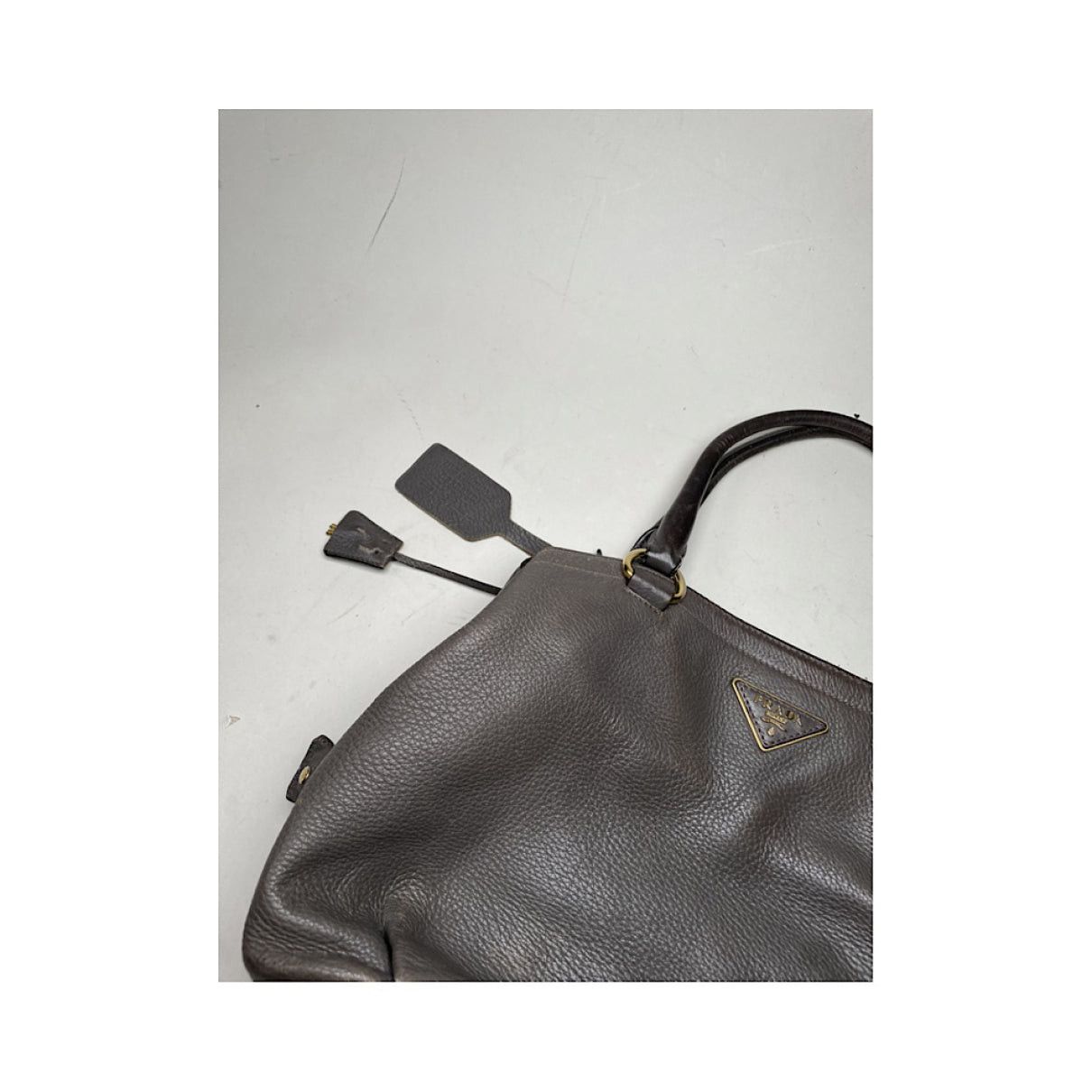 Prada Double Brown Leather Handbag Size ONE SIZE - 3 Thumbnail