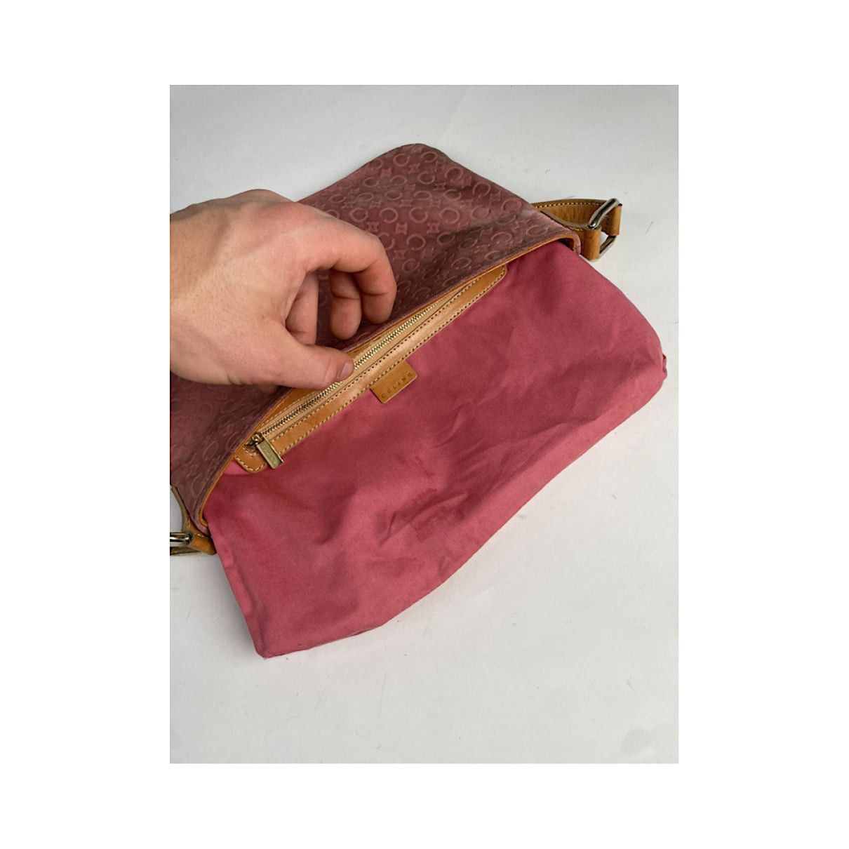 Celine Triomphe Pink Suede Handbag Size ONE SIZE - 3 Thumbnail