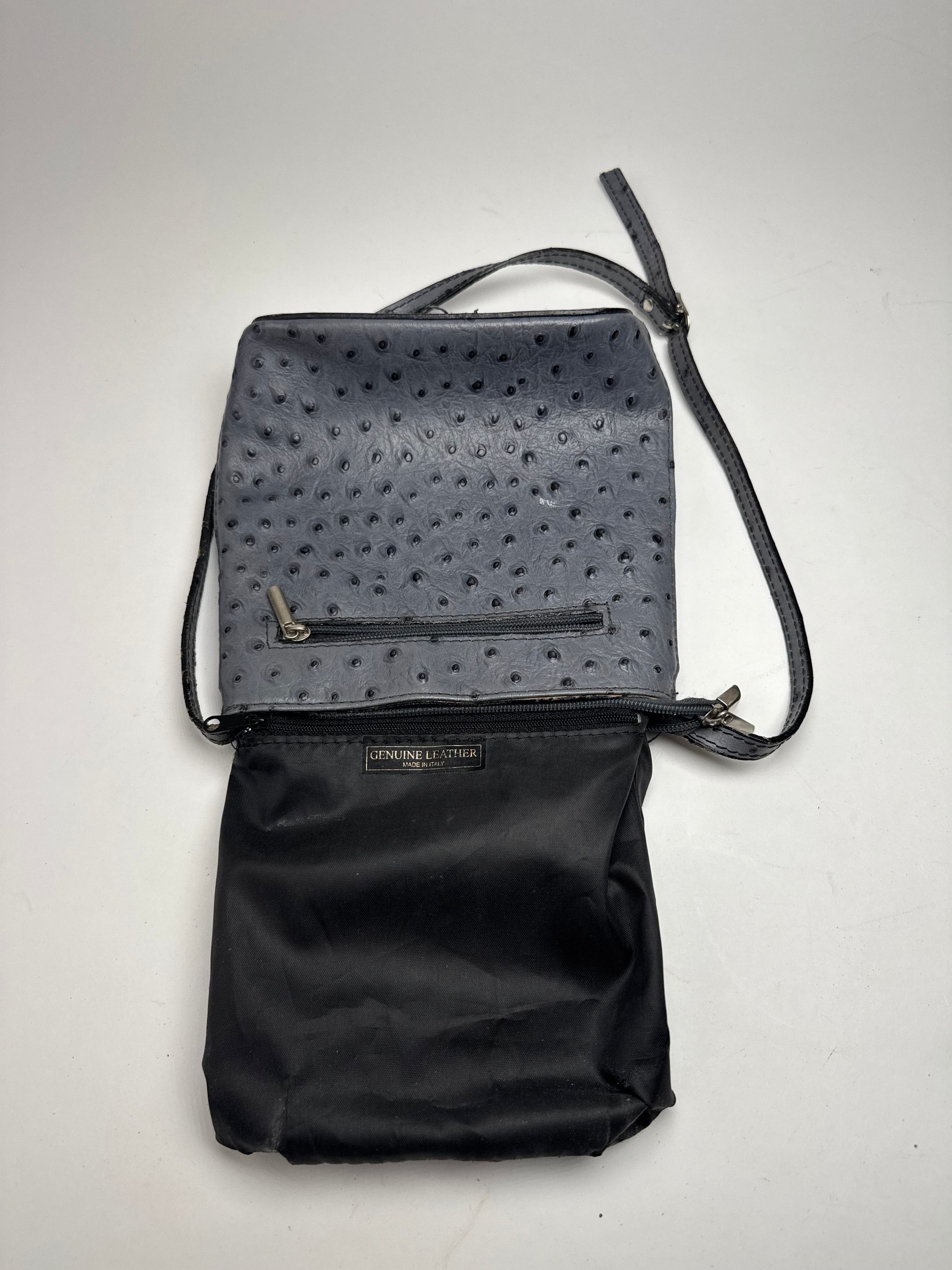 Genuine Leather Vintage Ostrich Leather shoulder Bag Grey Size ONE SIZE - 3 Thumbnail