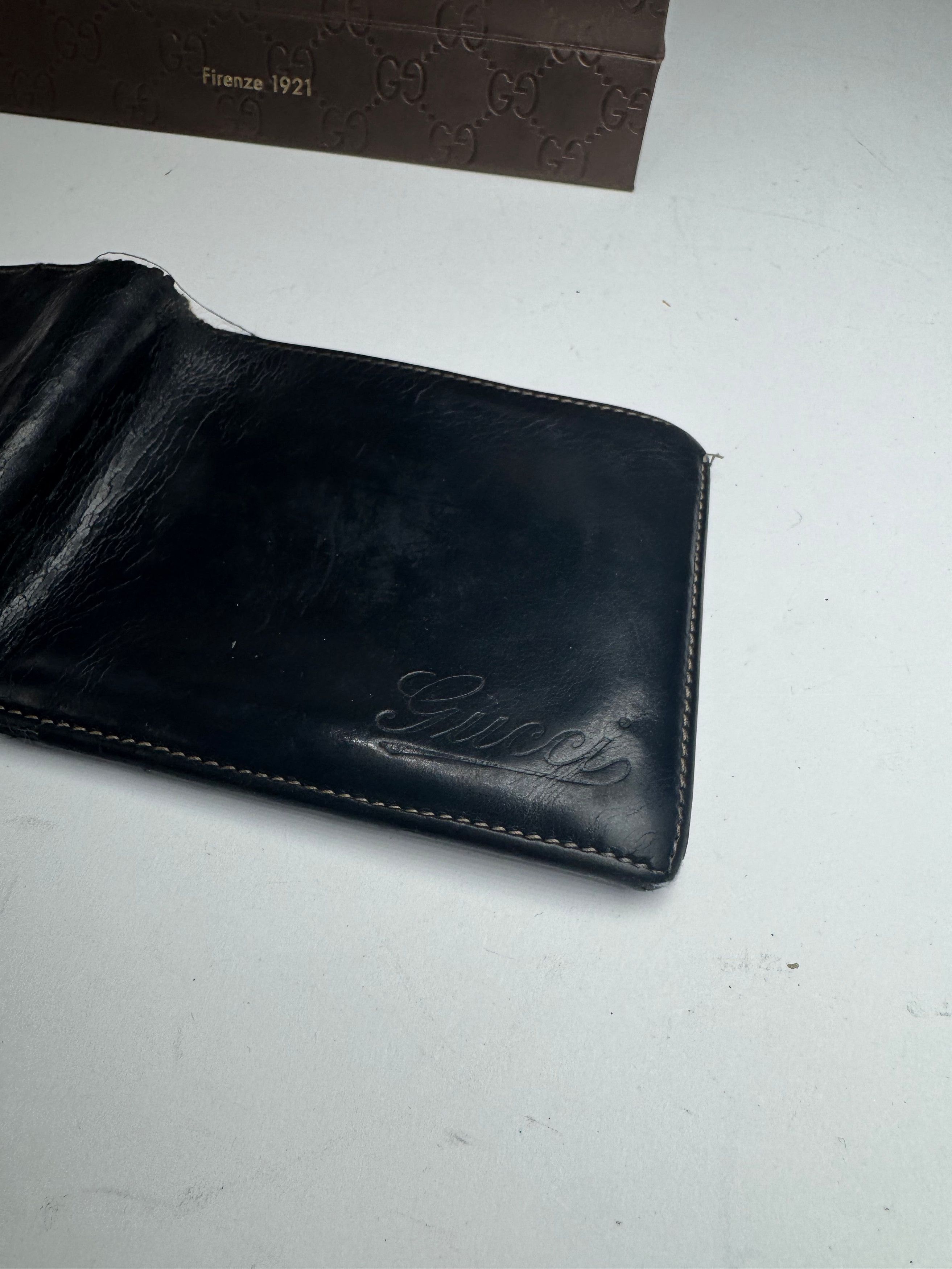Gucci Vintage foldable Leather Wallet black Size ONE SIZE - 9 Thumbnail