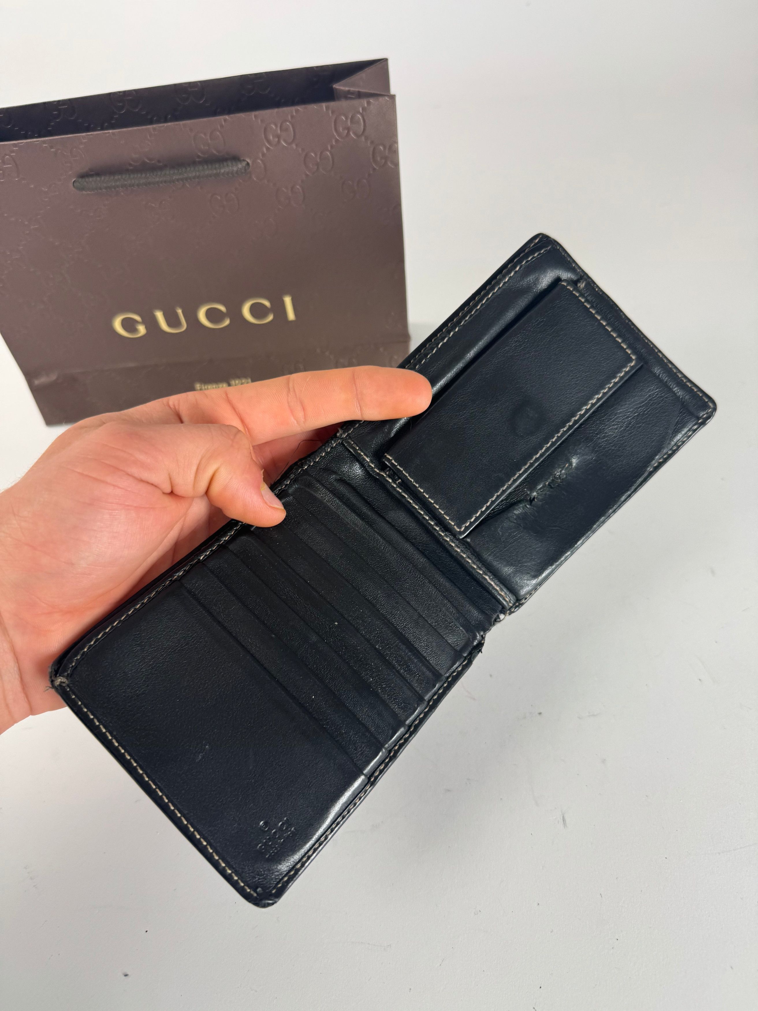 Gucci Vintage foldable Leather Wallet black Size ONE SIZE - 3 Thumbnail