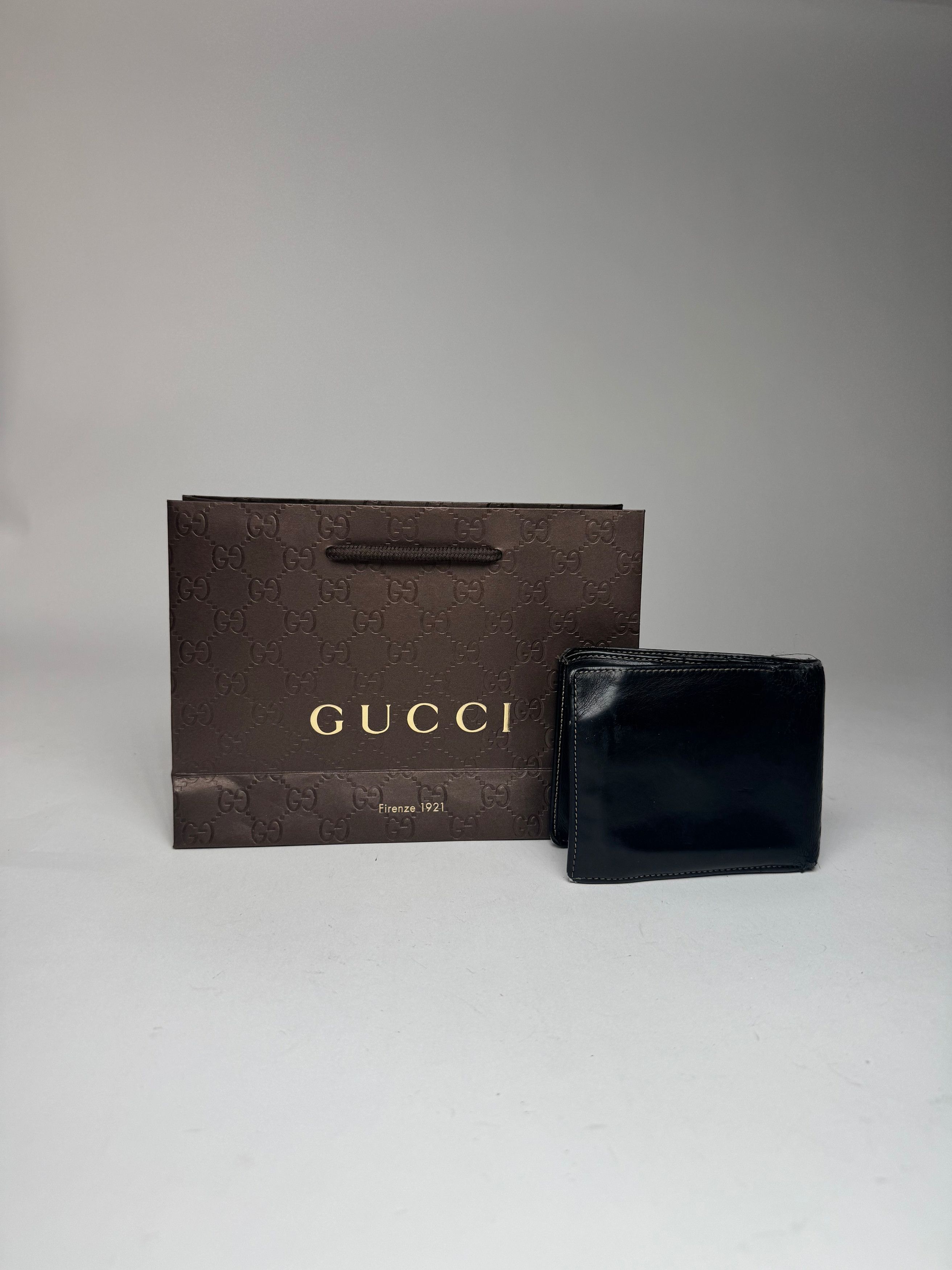 Gucci Vintage foldable Leather Wallet black Size ONE SIZE - 8 Thumbnail