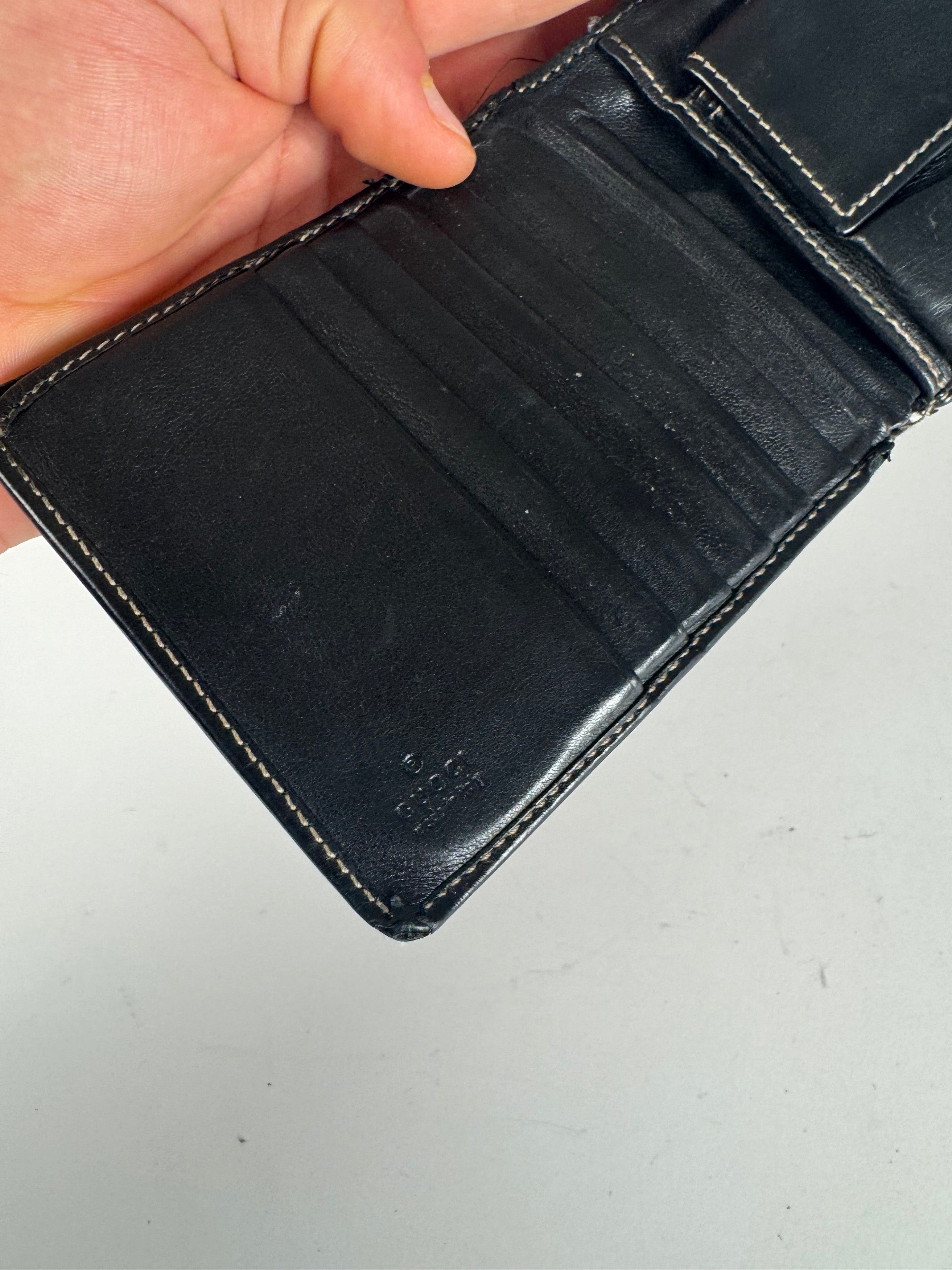 Gucci Vintage foldable Leather Wallet black Size ONE SIZE - 4 Thumbnail