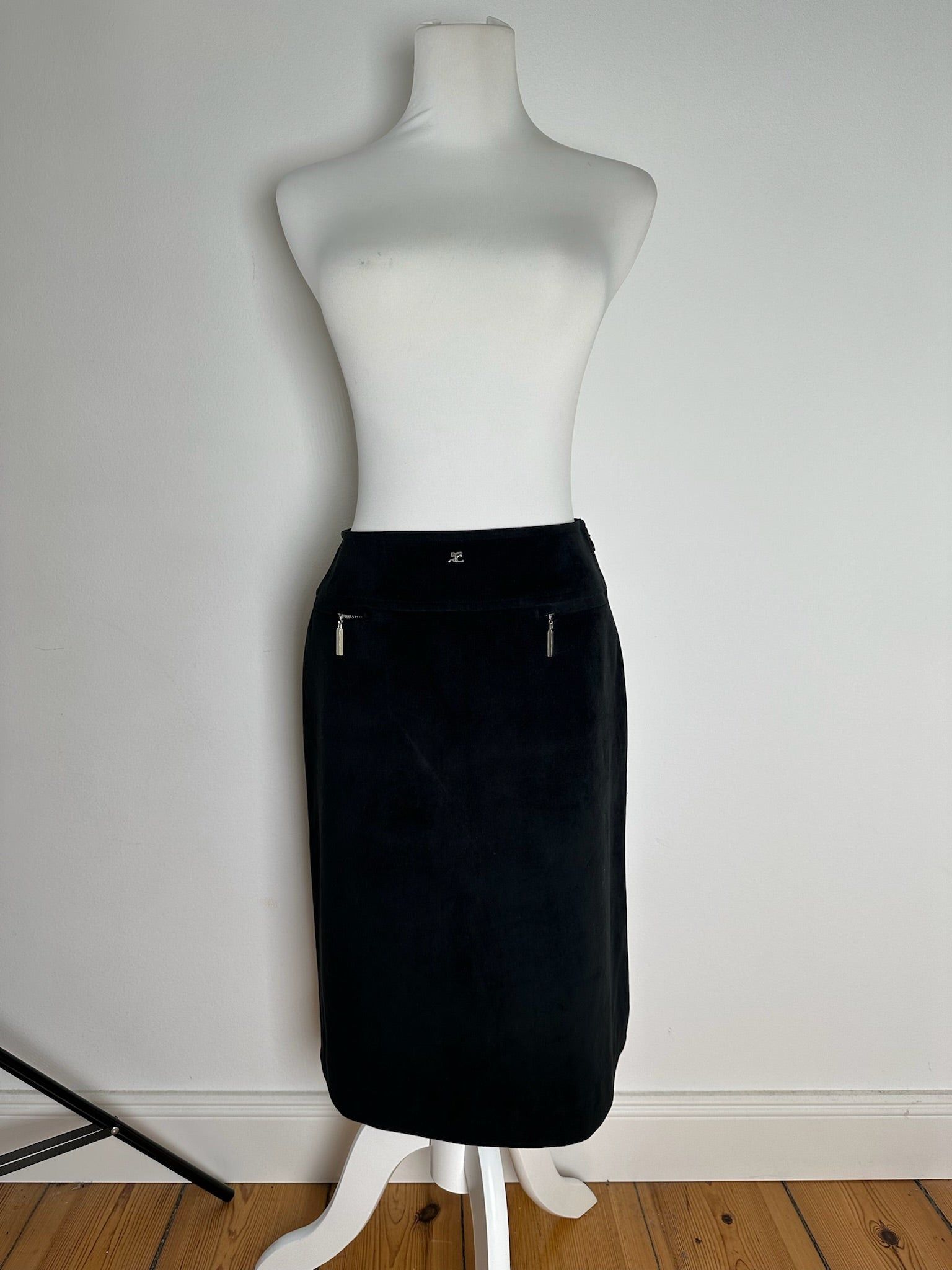 Courreges Vintage Skirt Black Size 30" / US 8 / IT 44 - 2 Thumbnail