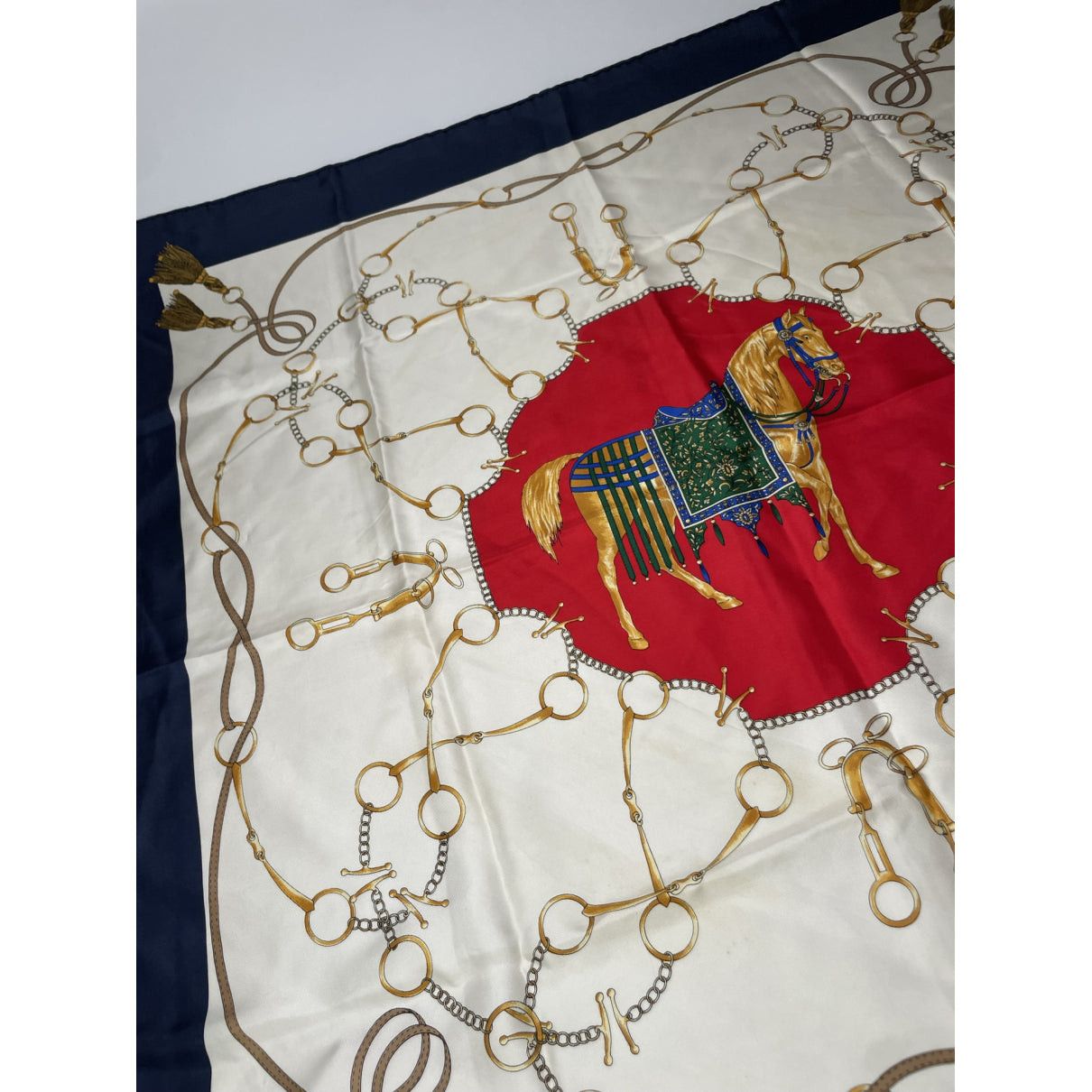 Celine White Silk Scarf Size ONE SIZE - 4 Thumbnail
