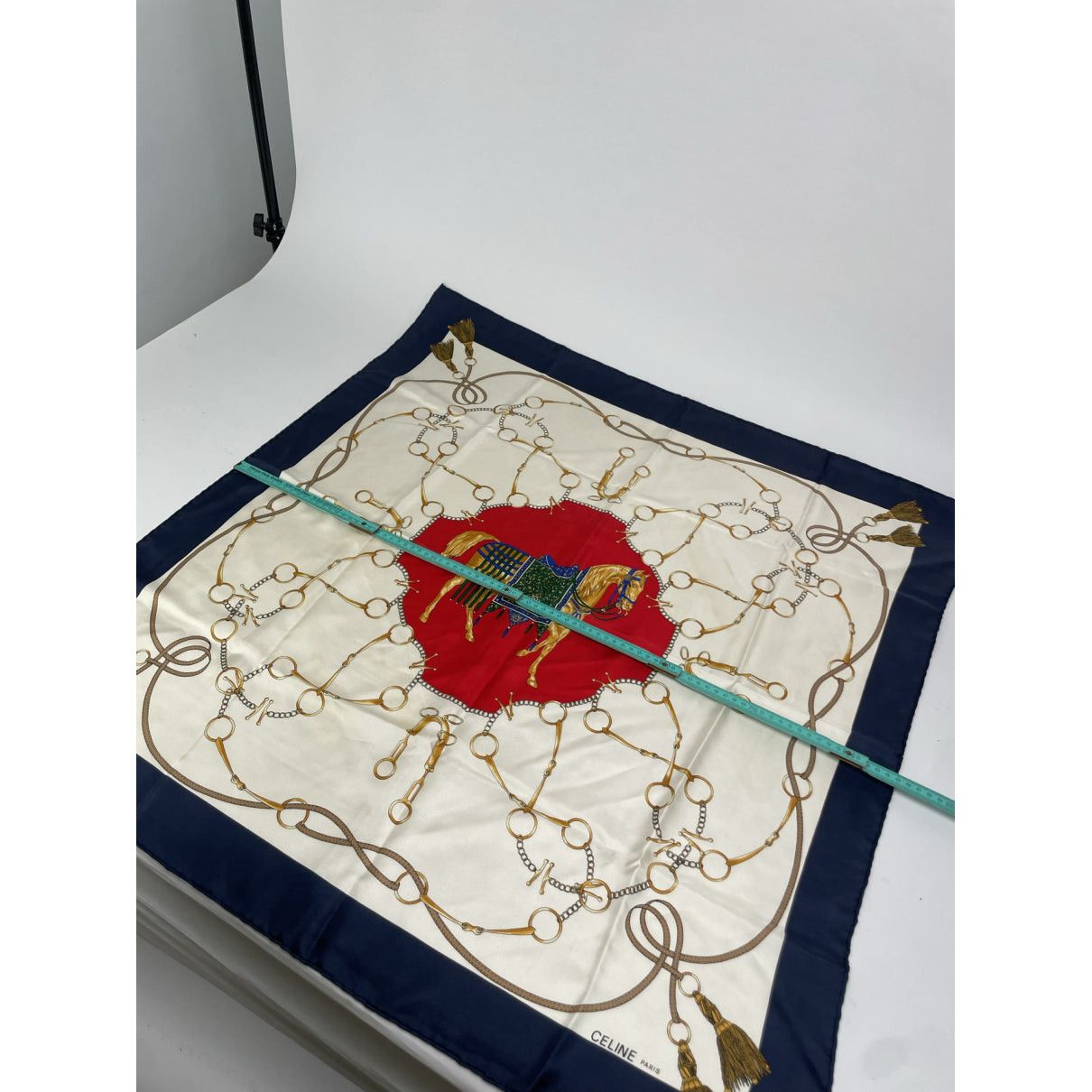 Celine White Silk Scarf Size ONE SIZE - 5 Thumbnail