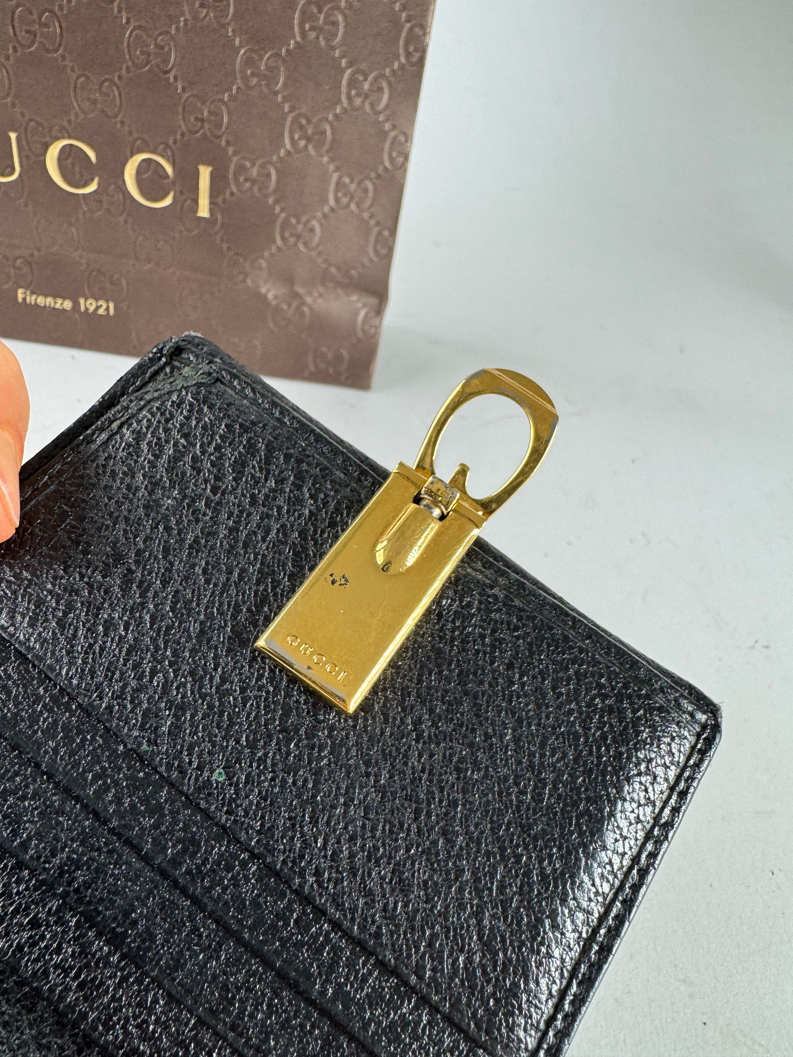 Gucci Vintage Leather Wallet Black Size ONE SIZE - 7 Thumbnail