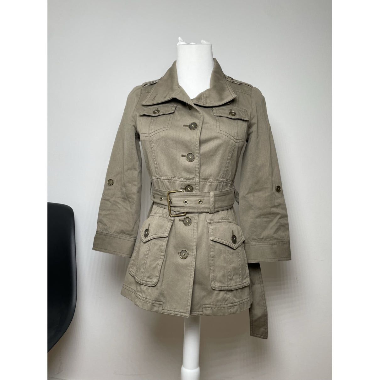 Burberry Kensington Khaki Cotton Trench Coat Size S / US 4 / IT 40 - 2 Thumbnail