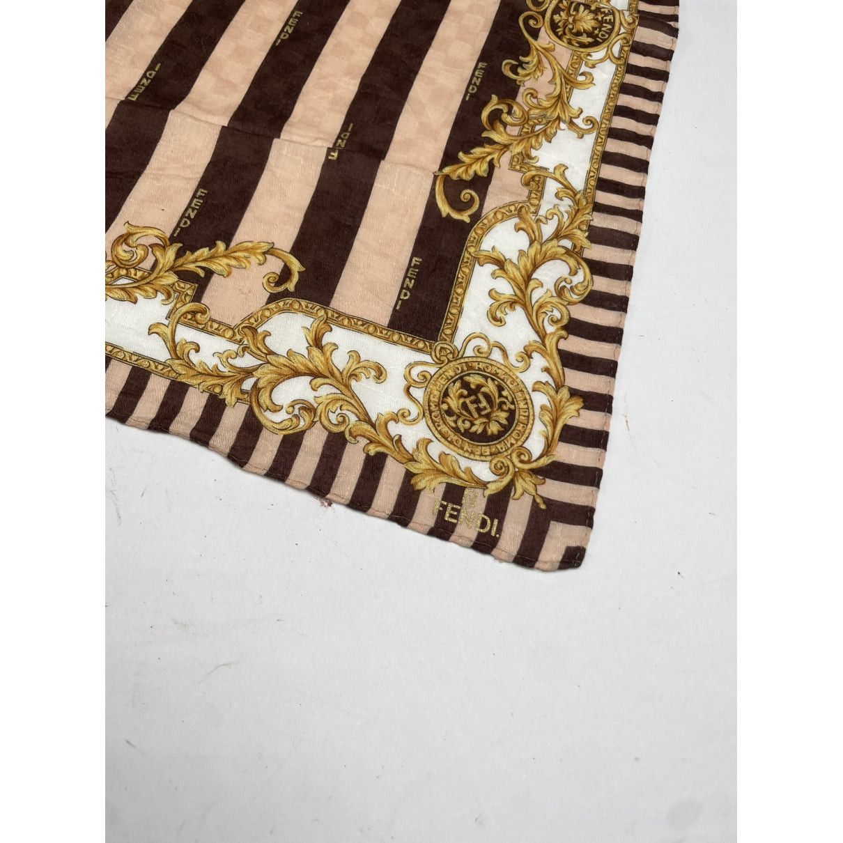 Fendi Brown Silk Scarf Size ONE SIZE - 2 Thumbnail