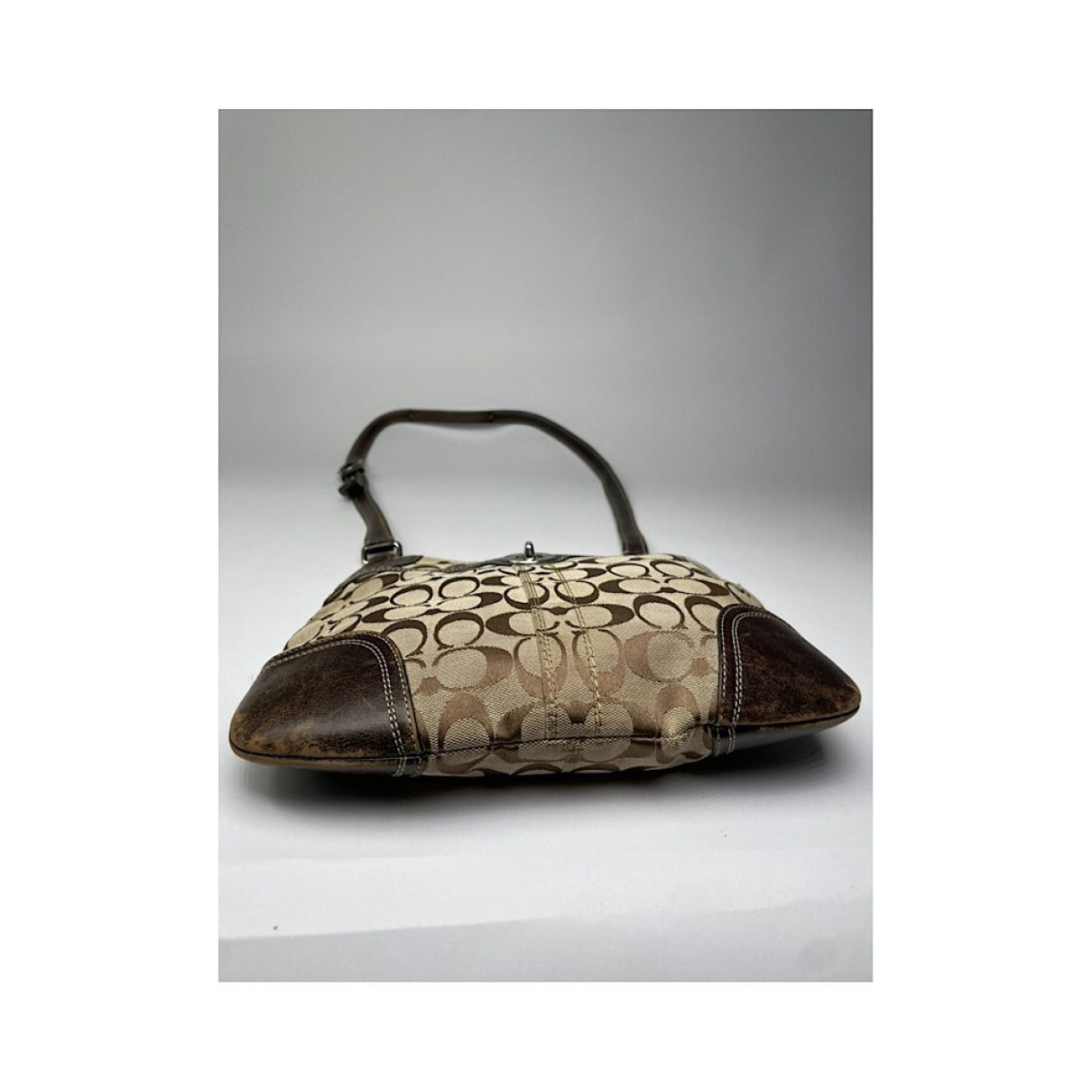 Coach Signature Sufflette Beige Leather Handbag Size ONE SIZE - 5 Thumbnail