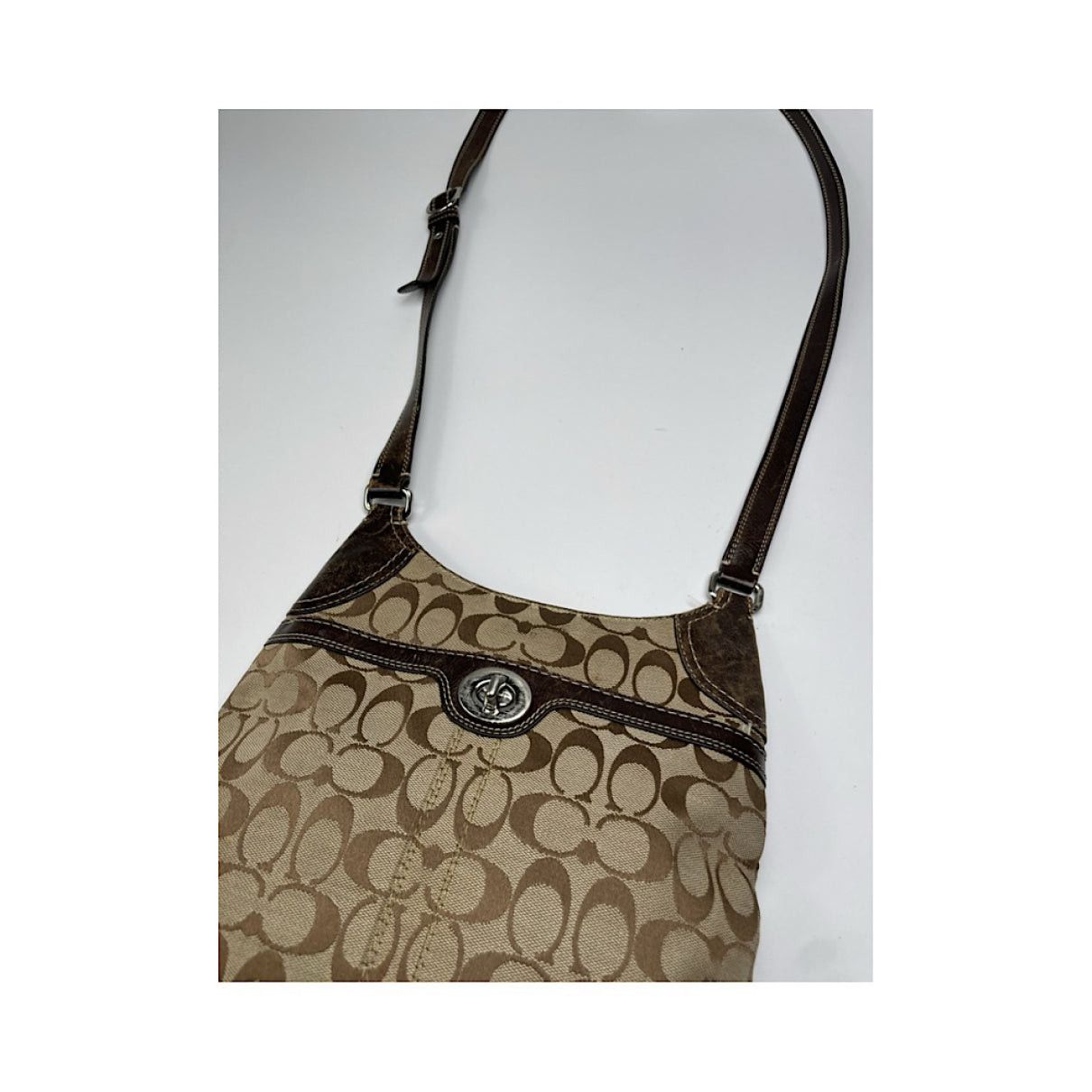 Coach Signature Sufflette Beige Leather Handbag Size ONE SIZE - 4 Thumbnail