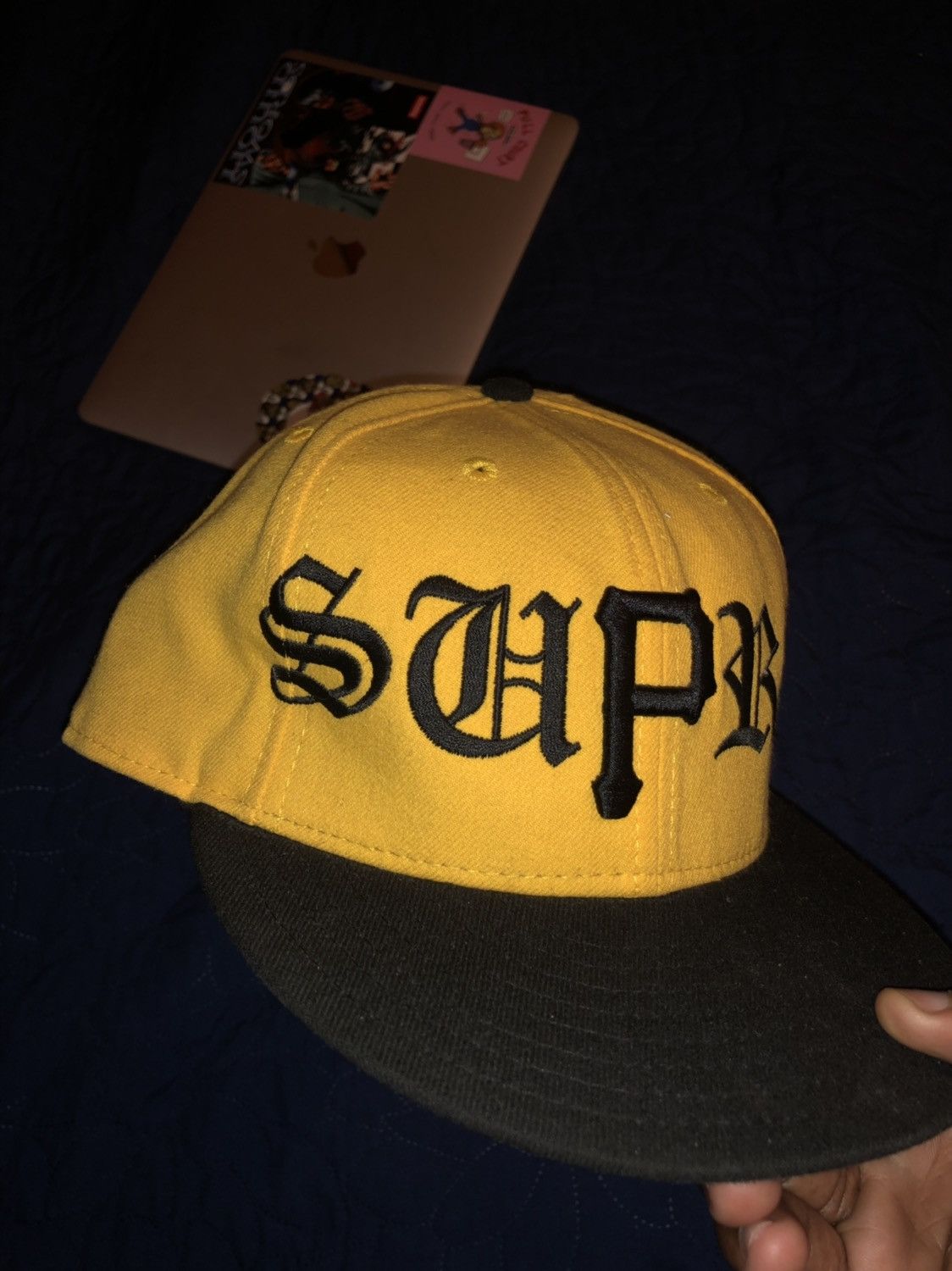 image of Supreme New Era Harlem Series Pirates in Black/Yellow, Men's