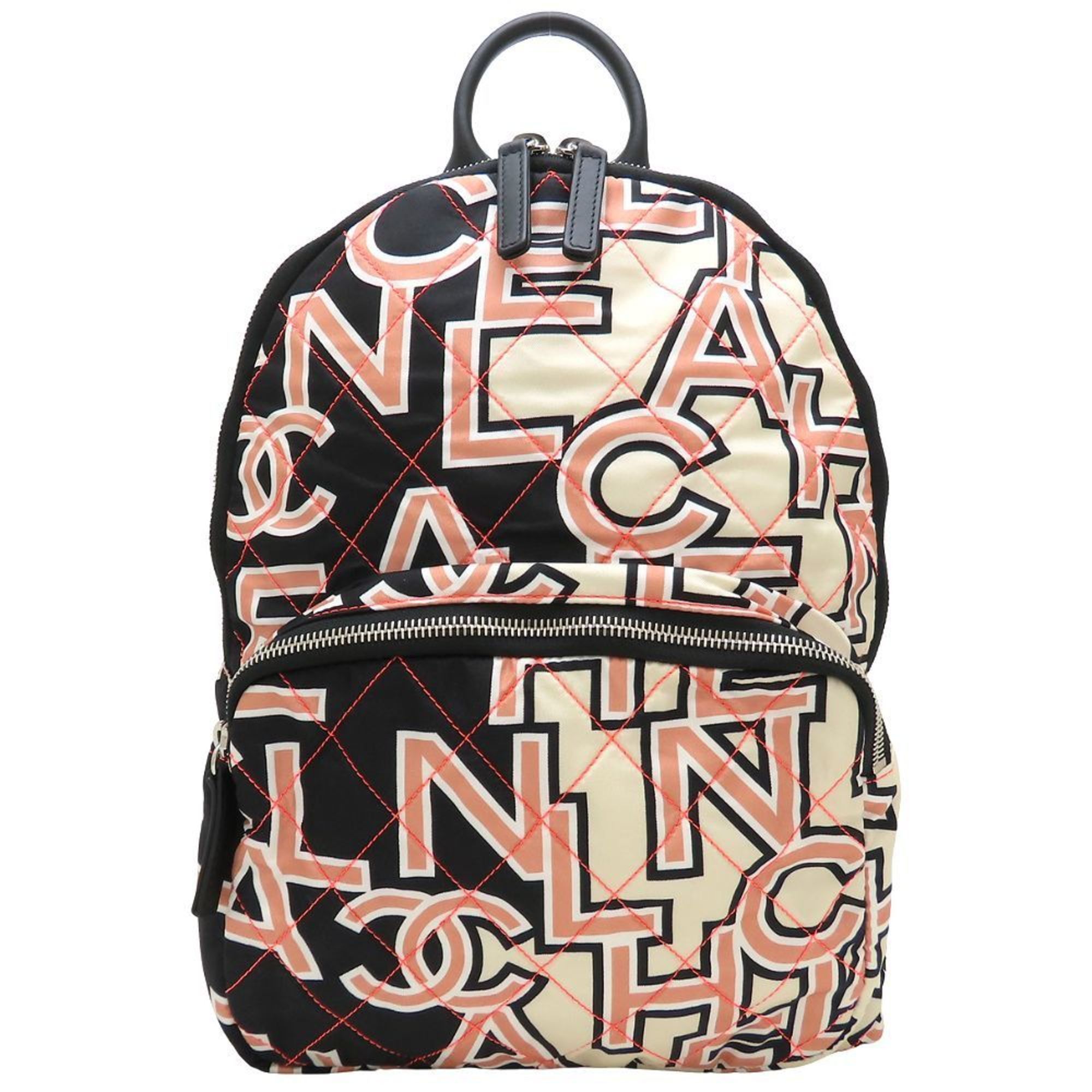 Chanel CHANEL Matelasse Neon Backpack in Nylon and Leather, Ivory, Black, Pink, 352631 Size ONE SIZE - 9 Thumbnail