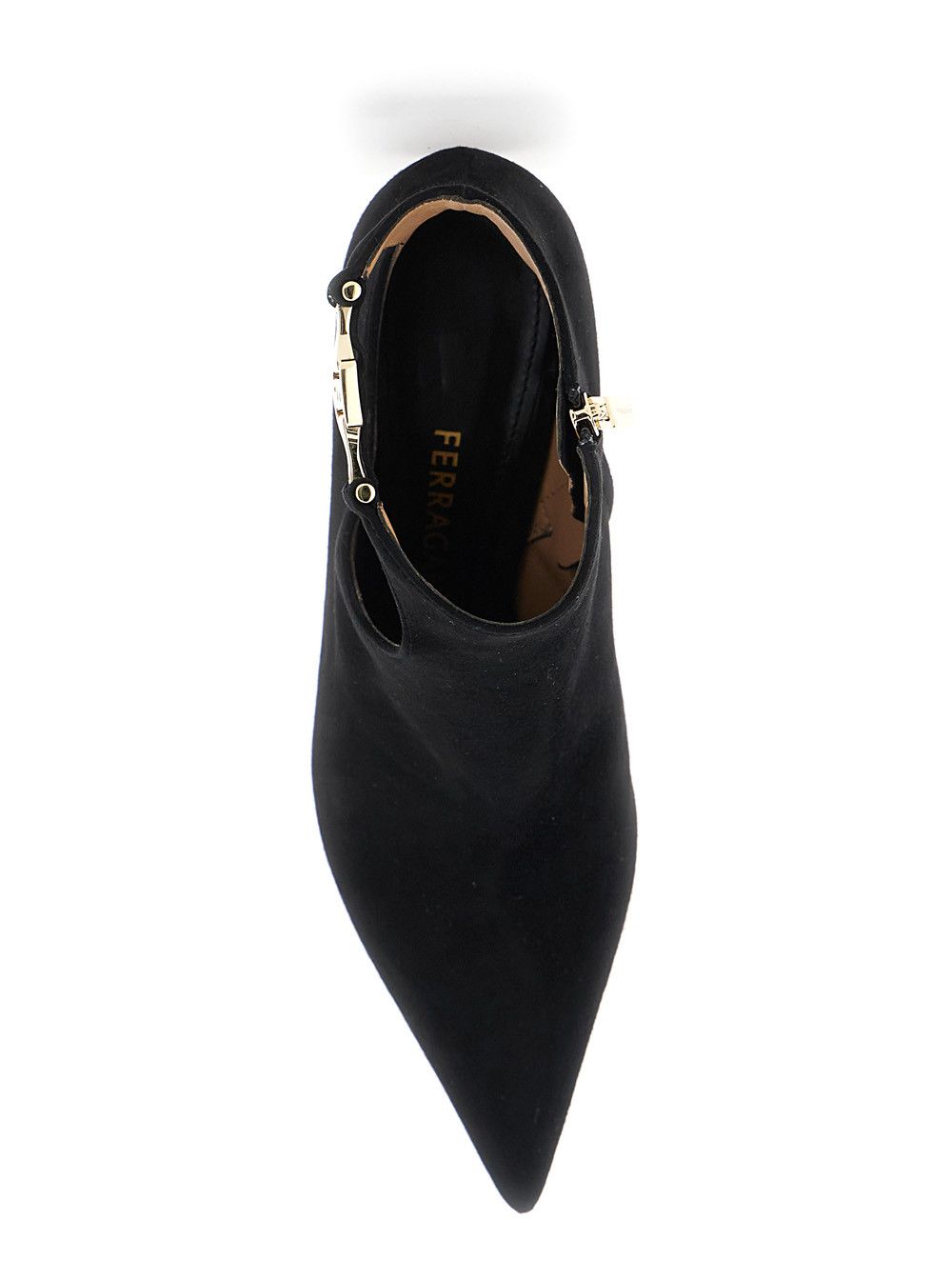 Salvatore Ferragamo 'Agia' Black Ankle Boots with Cut-Out Detail and Stiletto Heel in Suede Woman Size US 6.5 / IT 36.5 - 4 Thumbnail