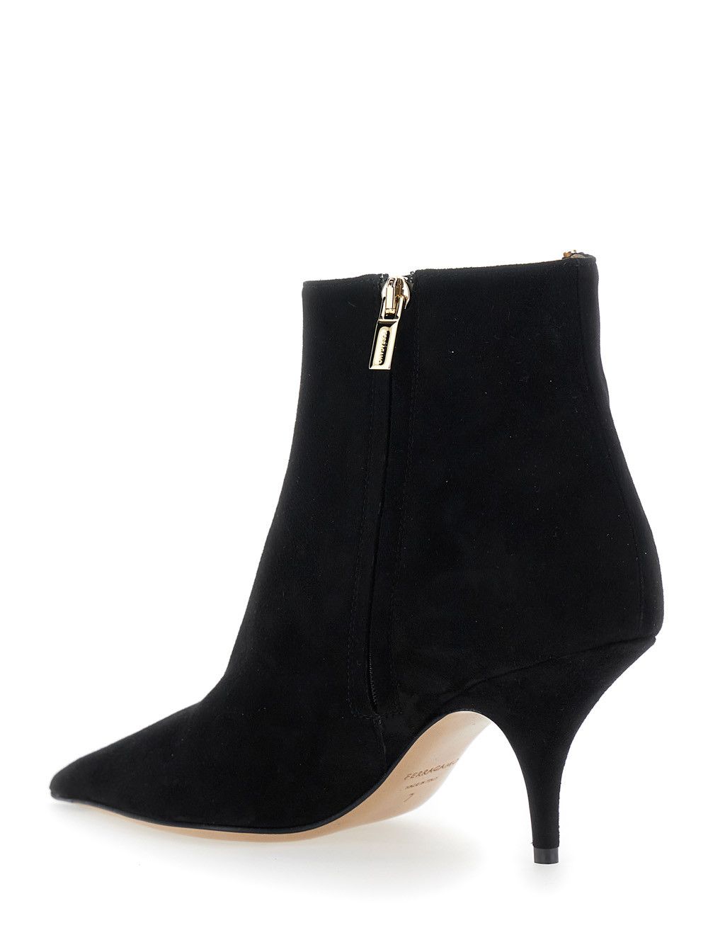 Salvatore Ferragamo 'Agia' Black Ankle Boots with Cut-Out Detail and Stiletto Heel in Suede Woman Size US 6.5 / IT 36.5 - 3 Thumbnail