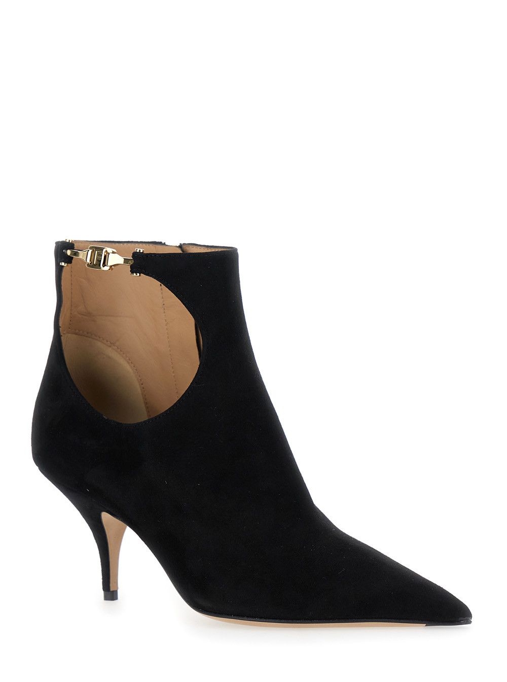 Salvatore Ferragamo 'Agia' Black Ankle Boots with Cut-Out Detail and Stiletto Heel in Suede Woman Size US 8 / IT 38 - 2 Thumbnail